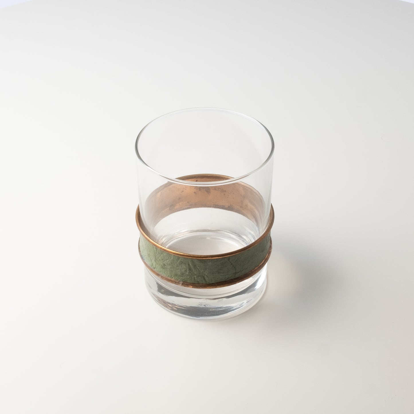 Lowball Glass Set with Copper Bands on Lazy Susan (by Copperware)