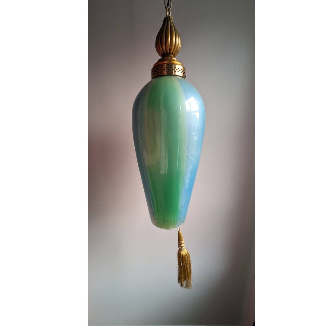 Blue and Green Tasseled Swag Light