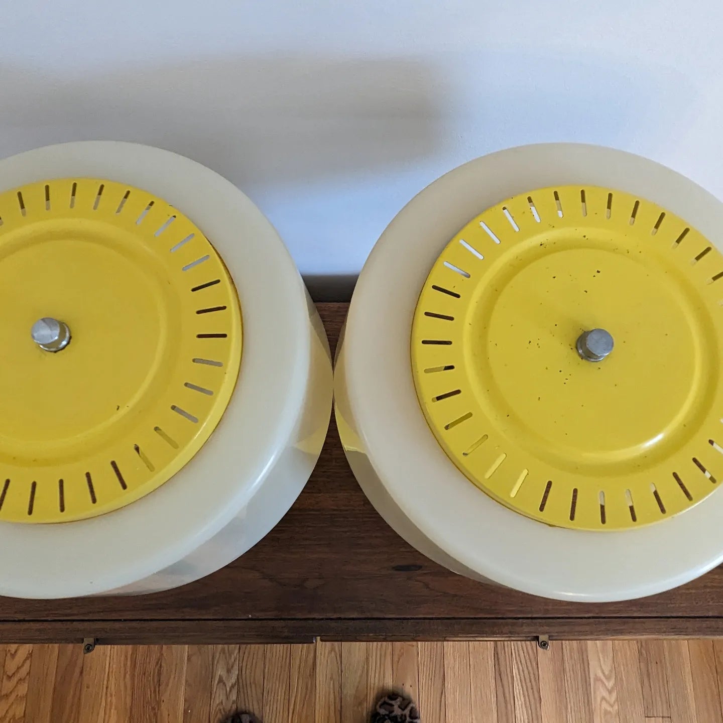 Yellow Mid Mod Light Pair
