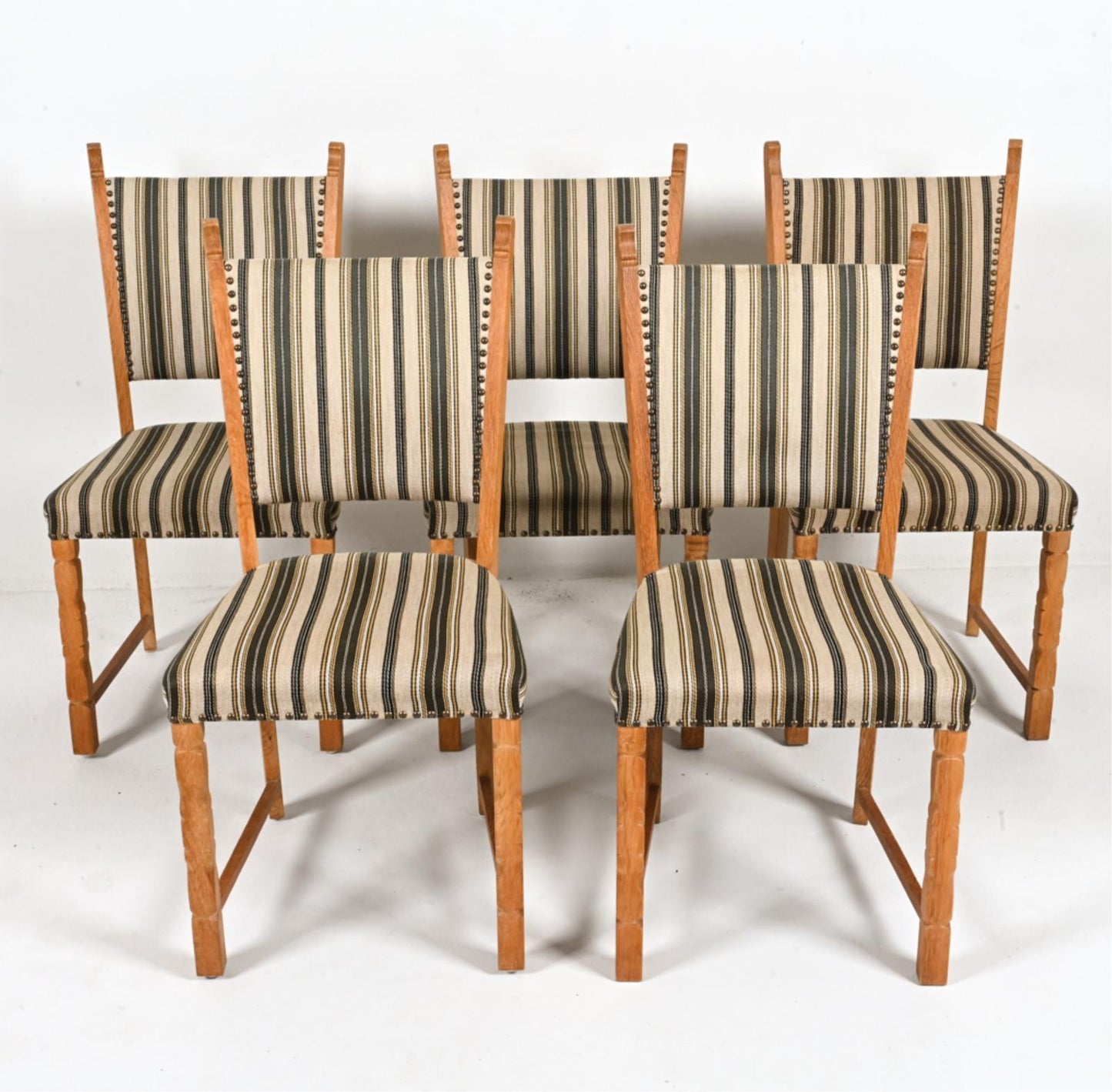 Set of (5) Danish Modern Oak Dining Chairs in Manner of Henning Kjaernulf