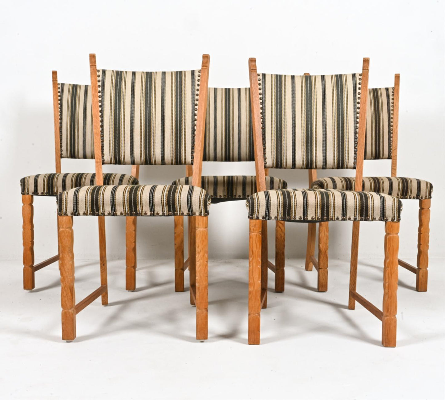 Set of (5) Danish Modern Oak Dining Chairs in Manner of Henning Kjaernulf