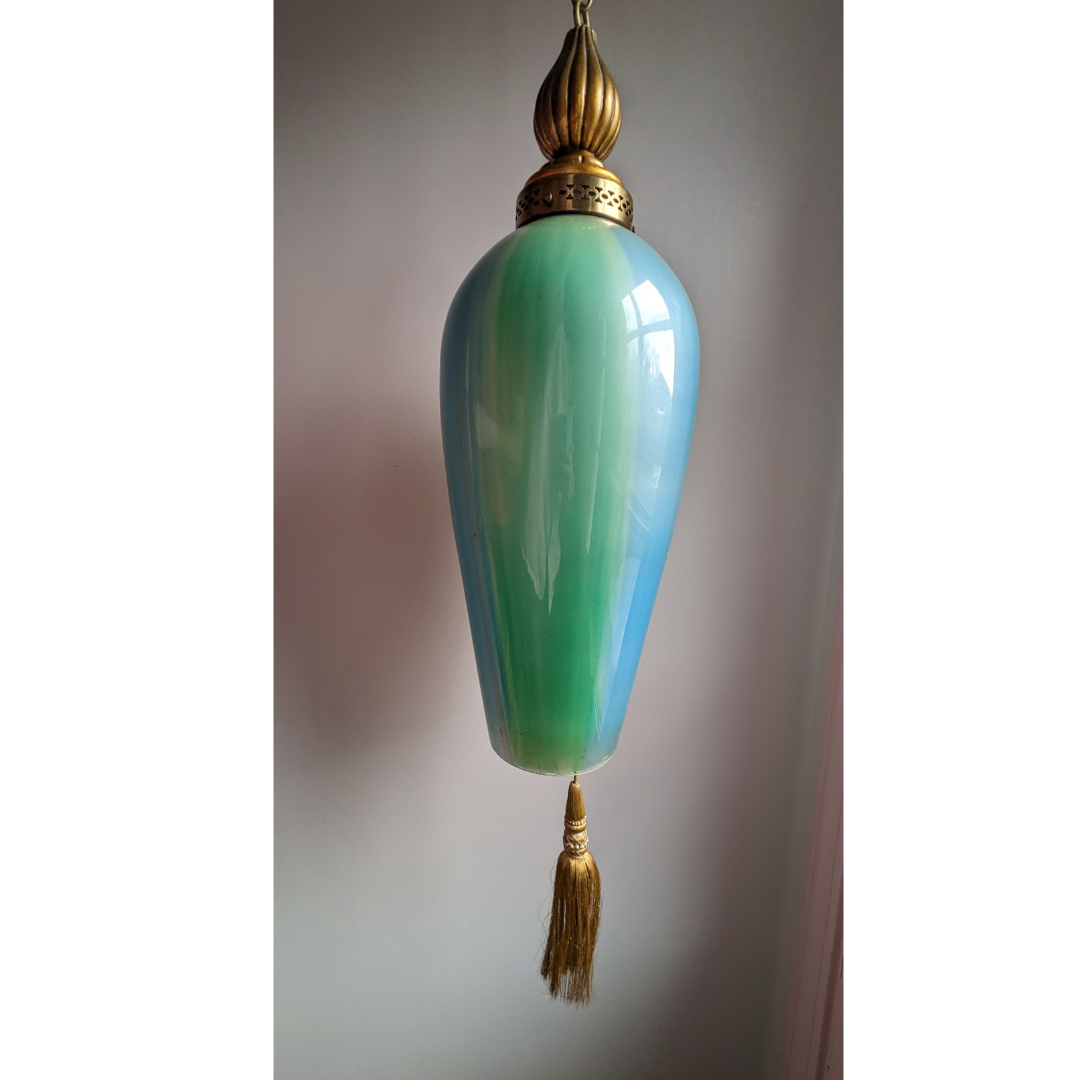 Blue and Green Tasseled Swag Light
