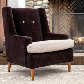 Pair of Mid-Century Two Tone Upholstered Club Chairs