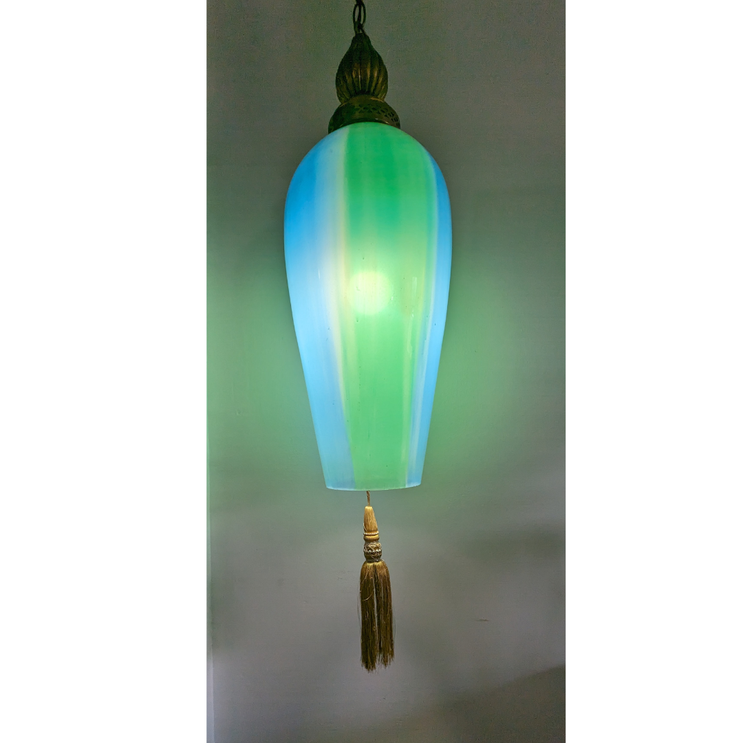 Blue and Green Tasseled Swag Light