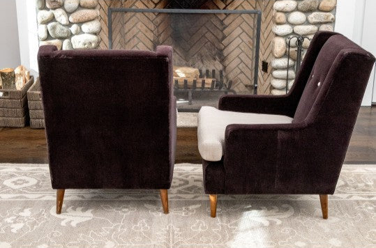 Pair of Mid-Century Two Tone Upholstered Club Chairs