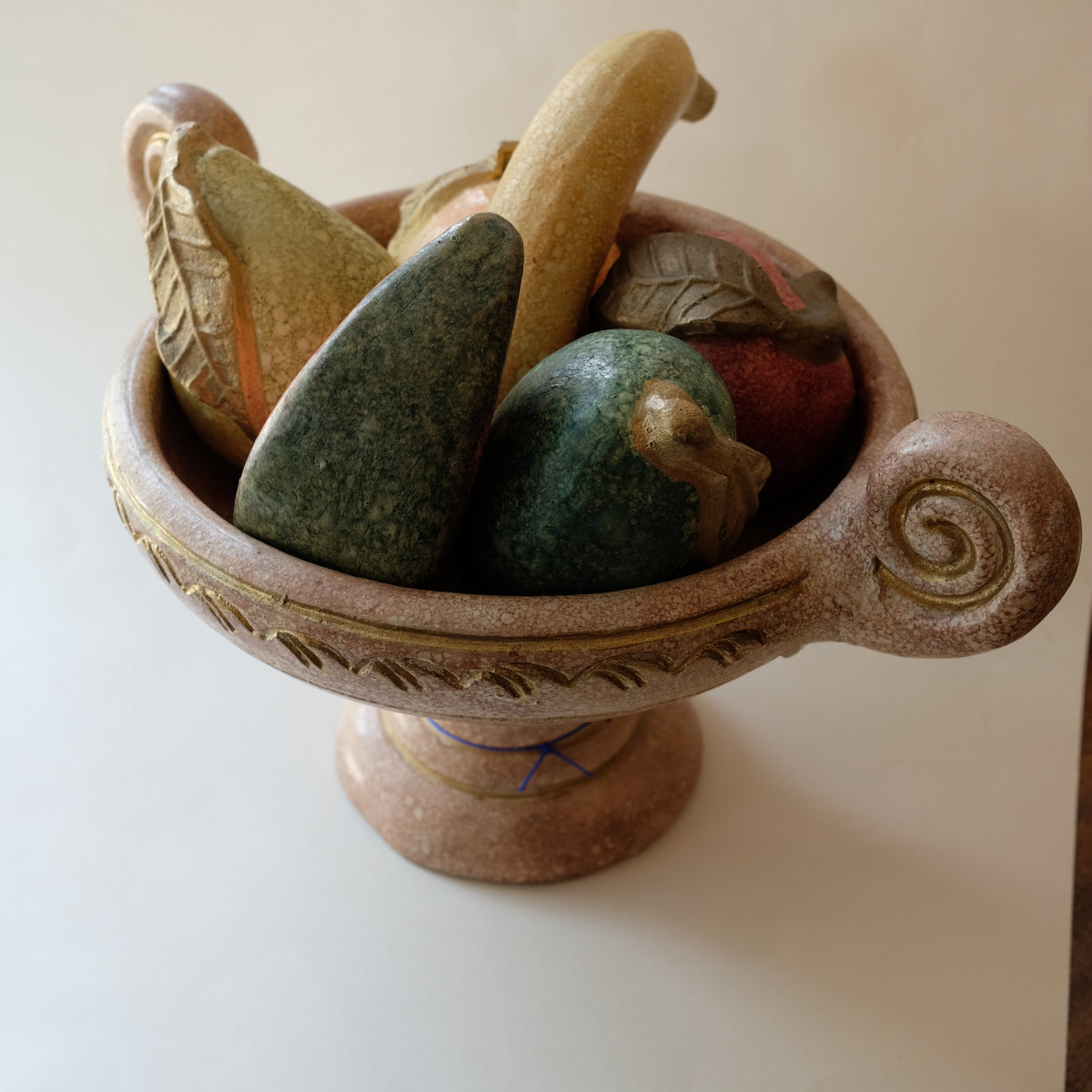 Vintage Neoclassical Tropical Deco Ceramic Fruit and Amphora Bowl