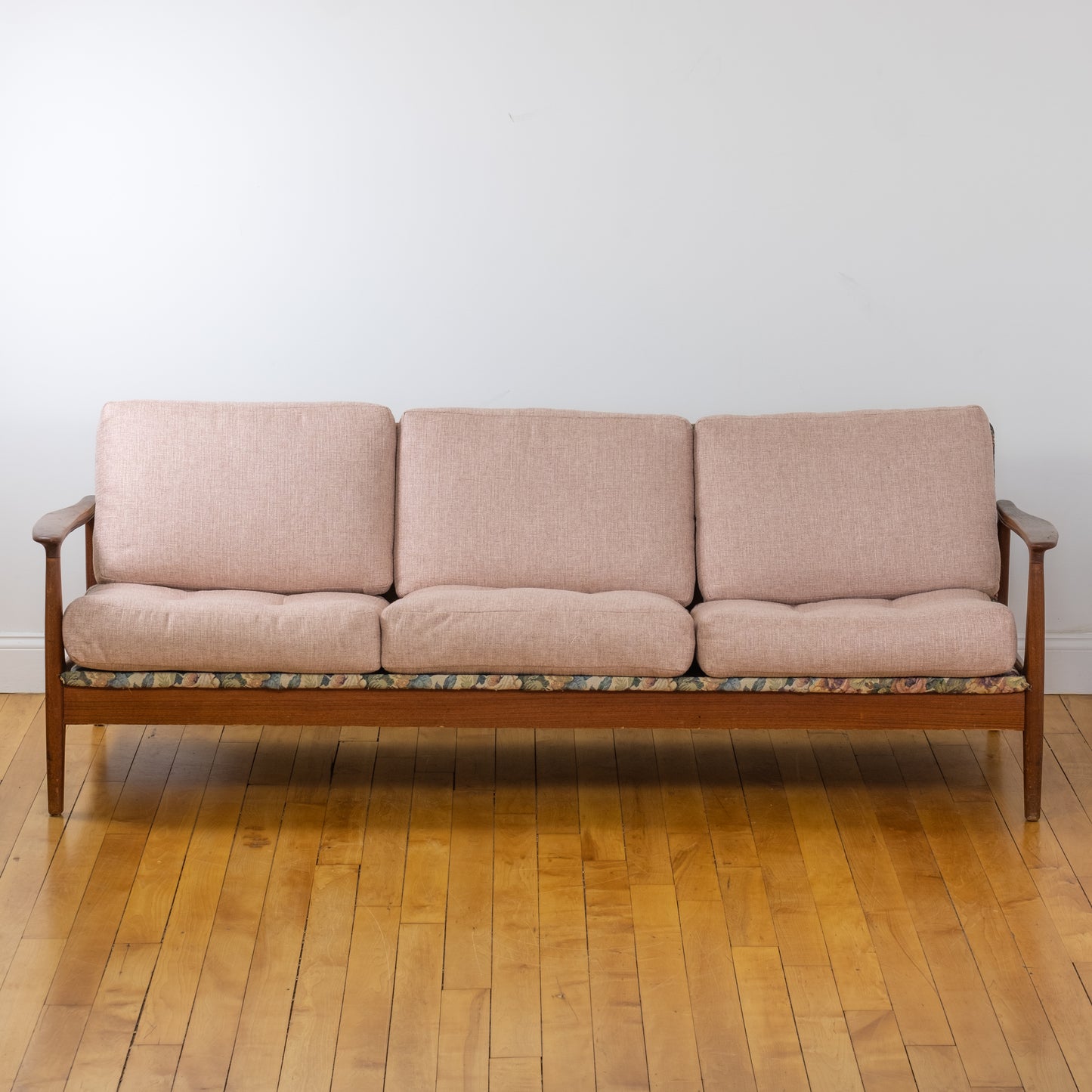Teak & Floral Swedish Daybed Sofa in the style of Folke Ohlsson (c. 1960s)