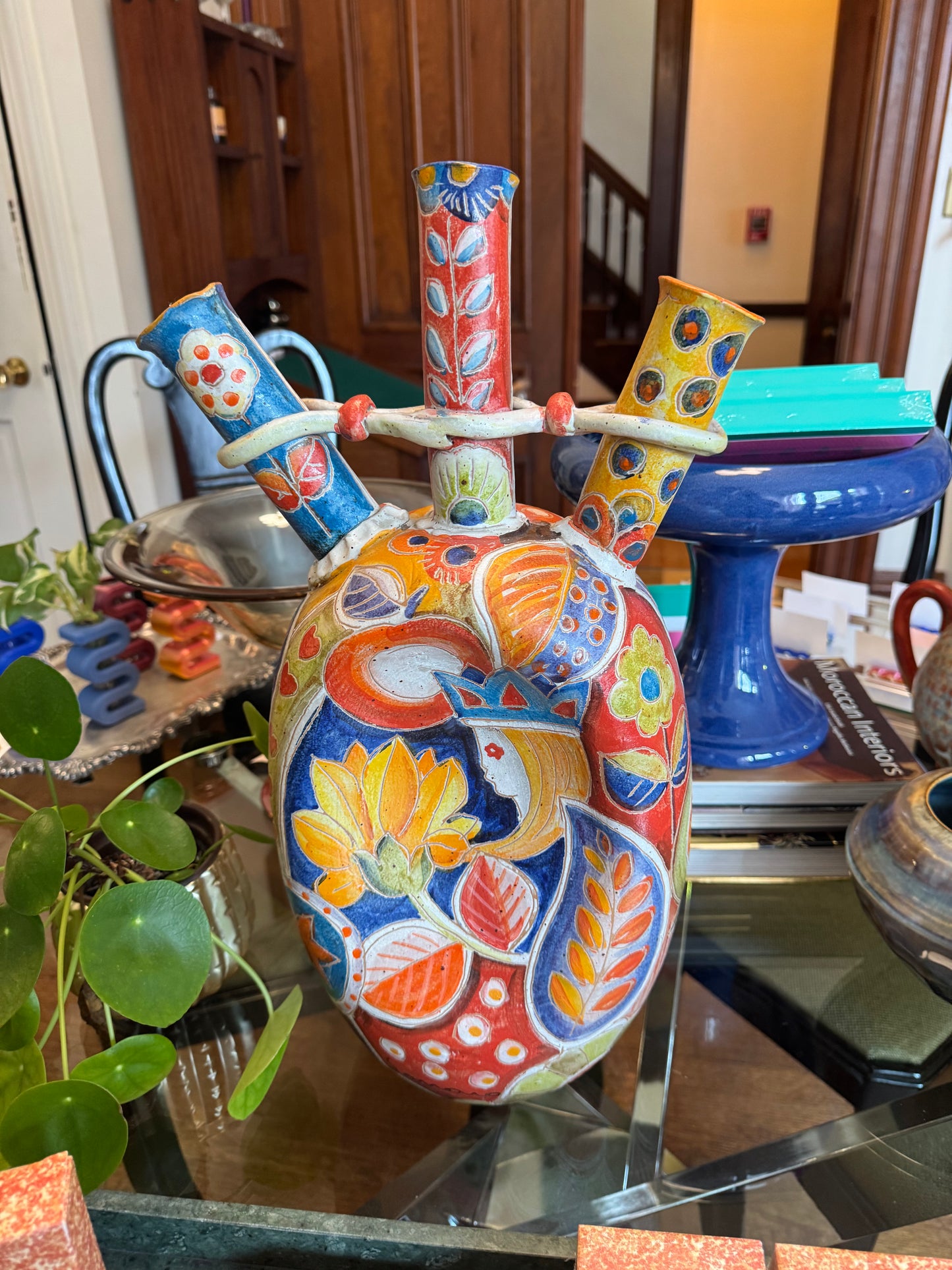 Hand Painted Italian Ceramic Vase With Nature Queen Motif (Samono, Positano)