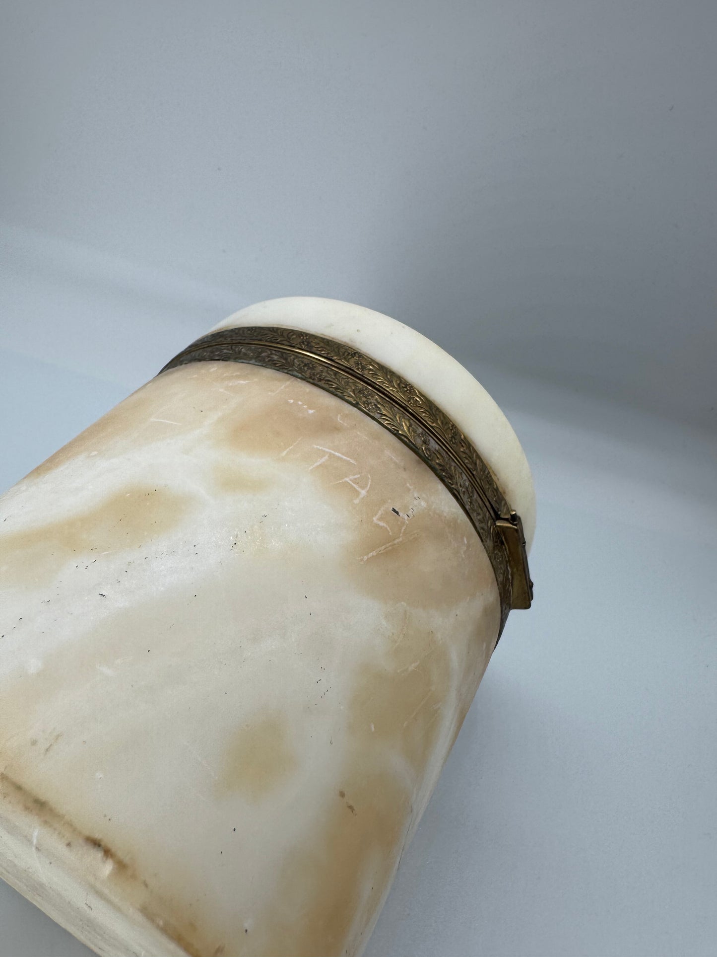 Italian Marble and Brass Lidded Jar
