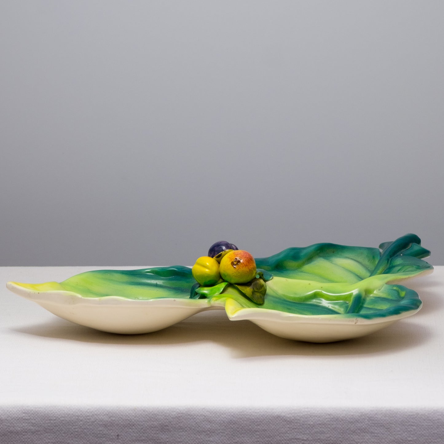 Vintage Italian Leaf & Fig Ceramic Serving Platter