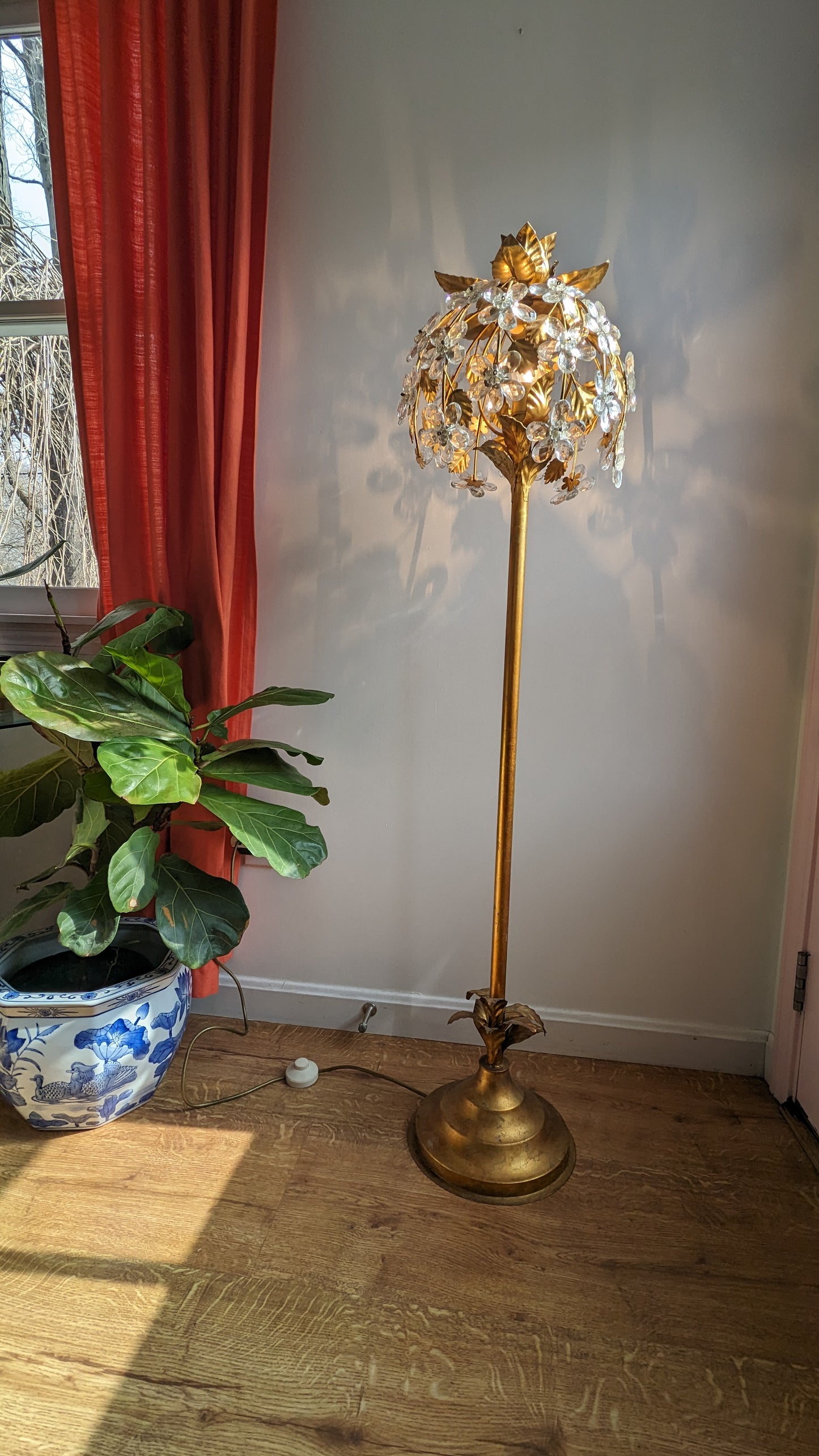 Gilded Crystal Flower Floor Light