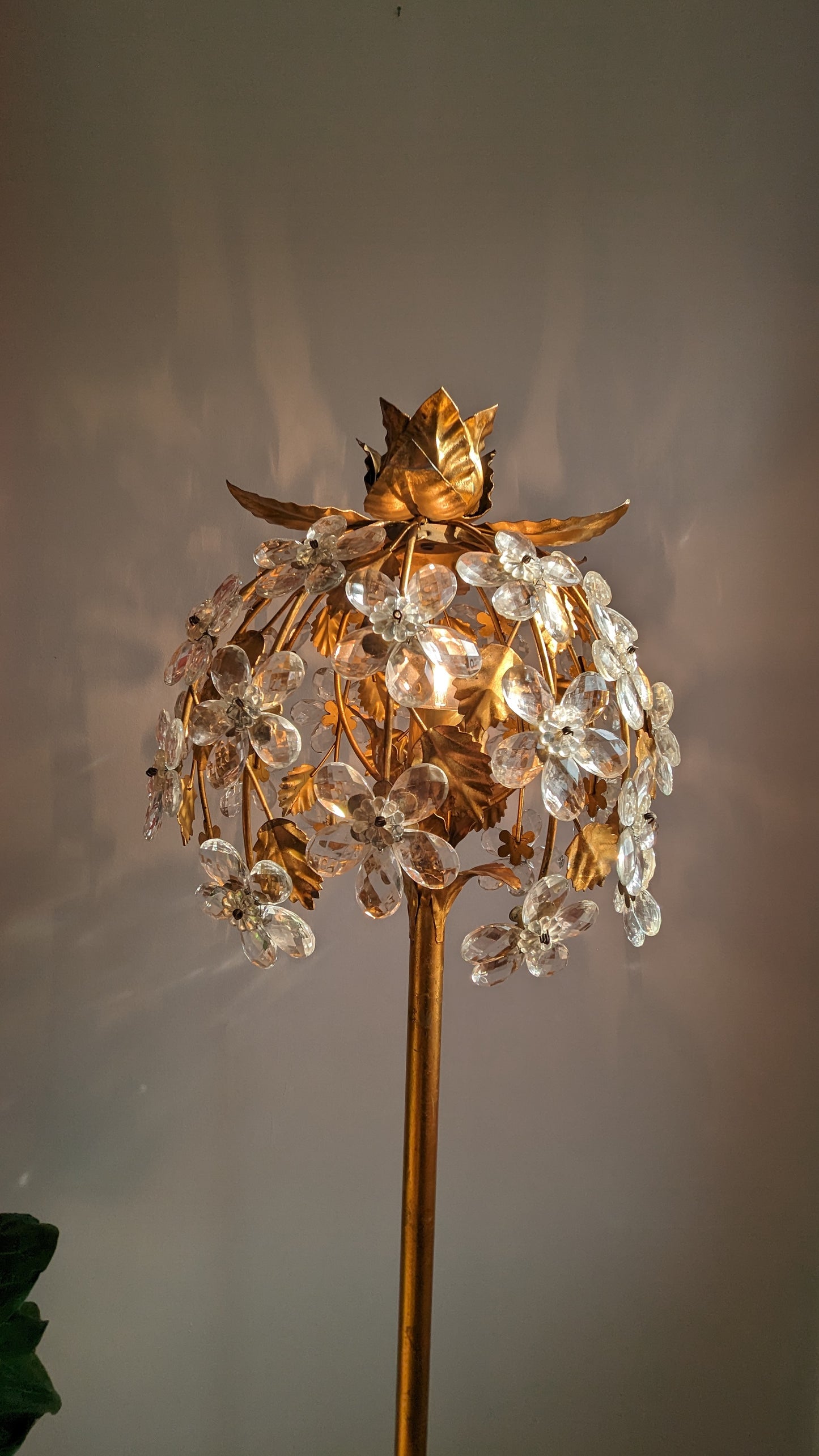 Gilded Crystal Flower Floor Light