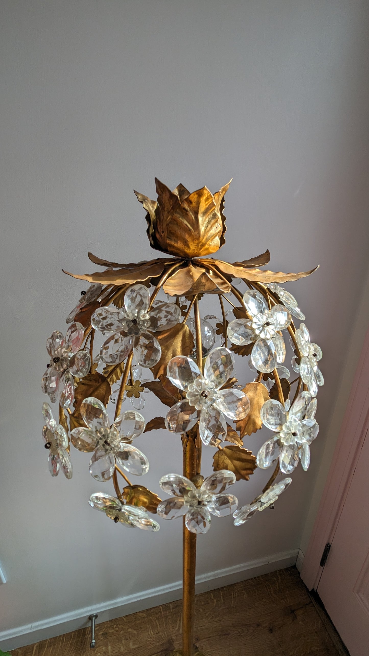 Gilded Crystal Flower Floor Light