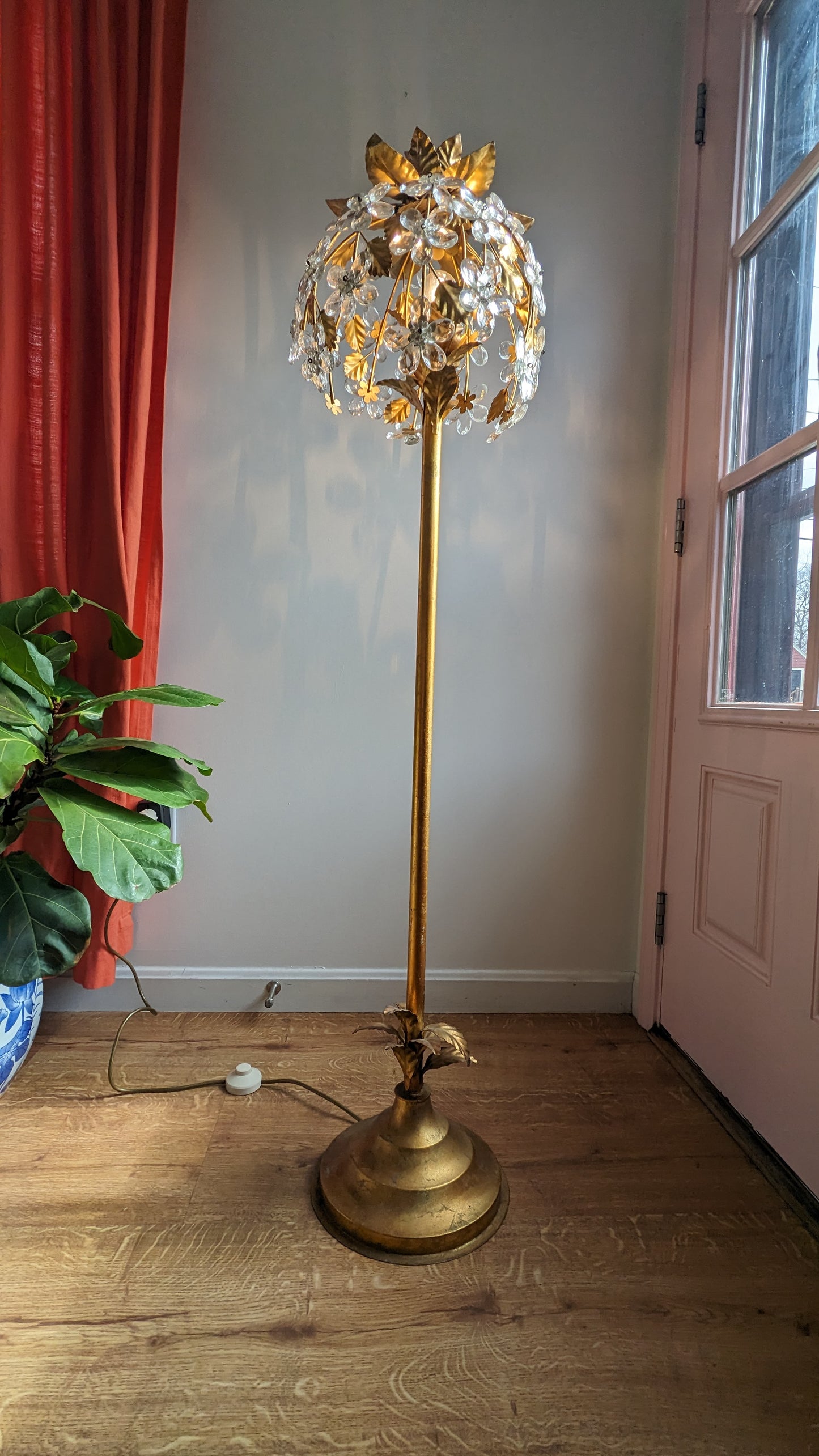 Gilded Crystal Flower Floor Light