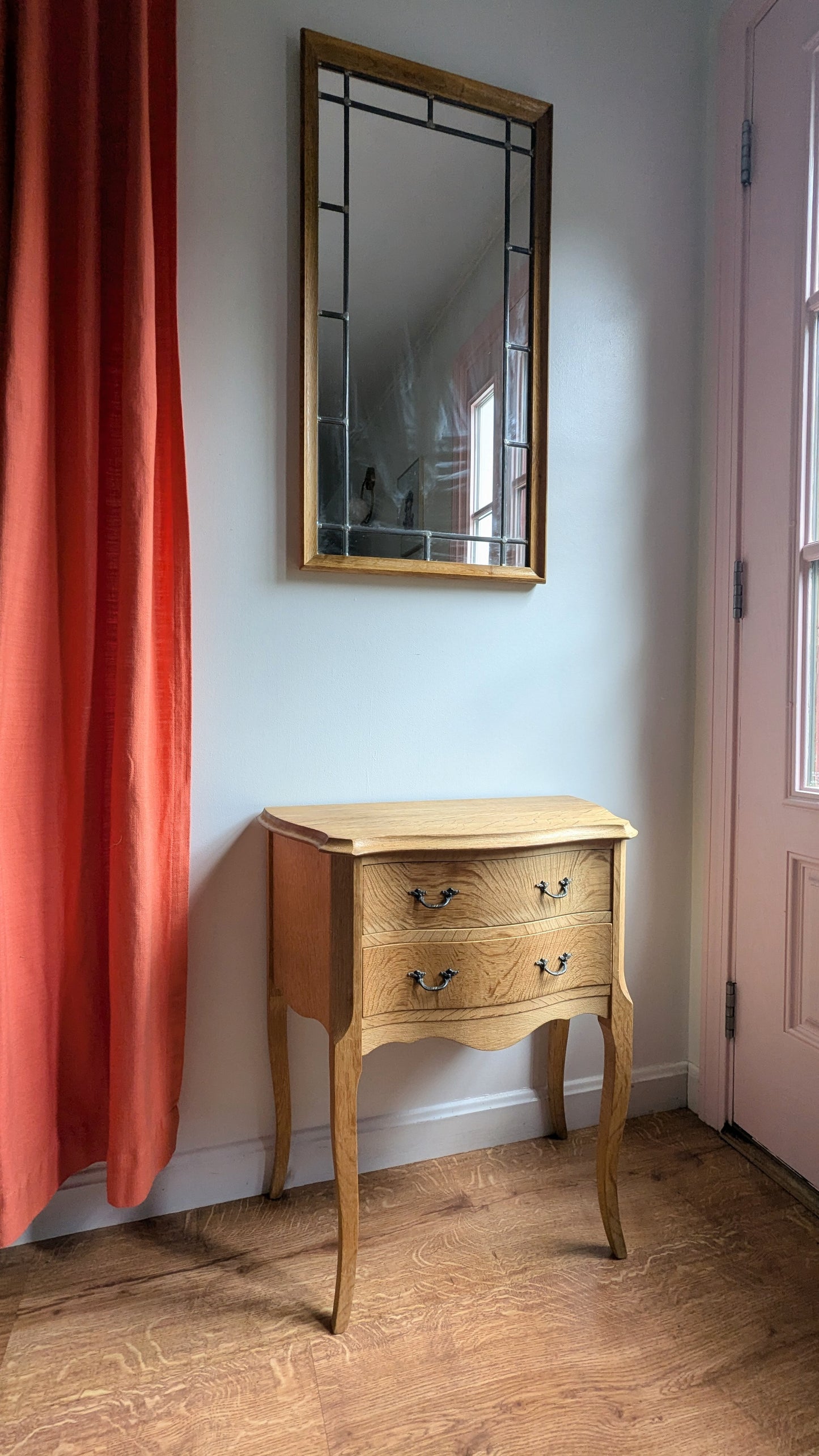 Danish Oak Hallway Console with Mirror