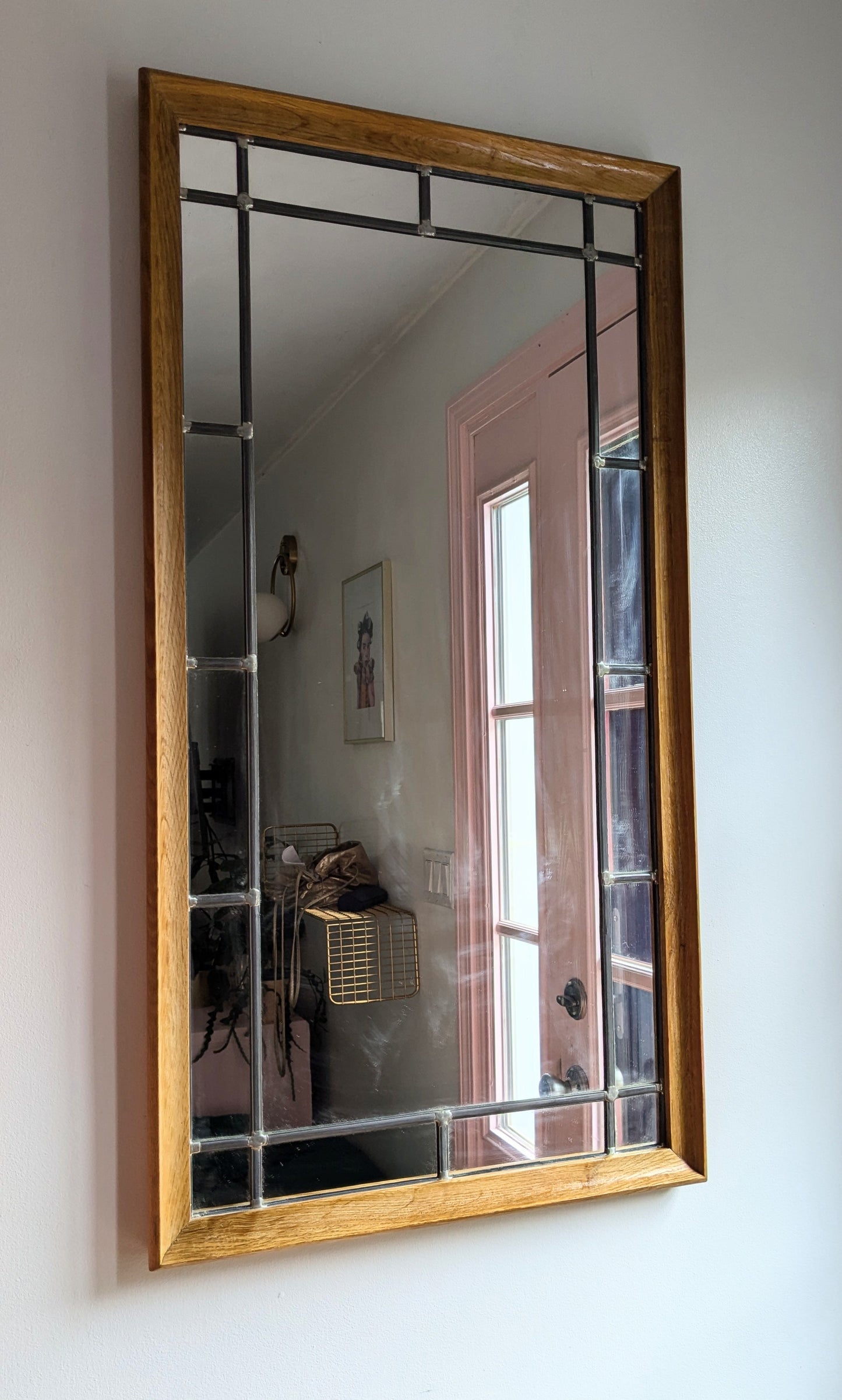 Danish Oak Hallway Console with Mirror