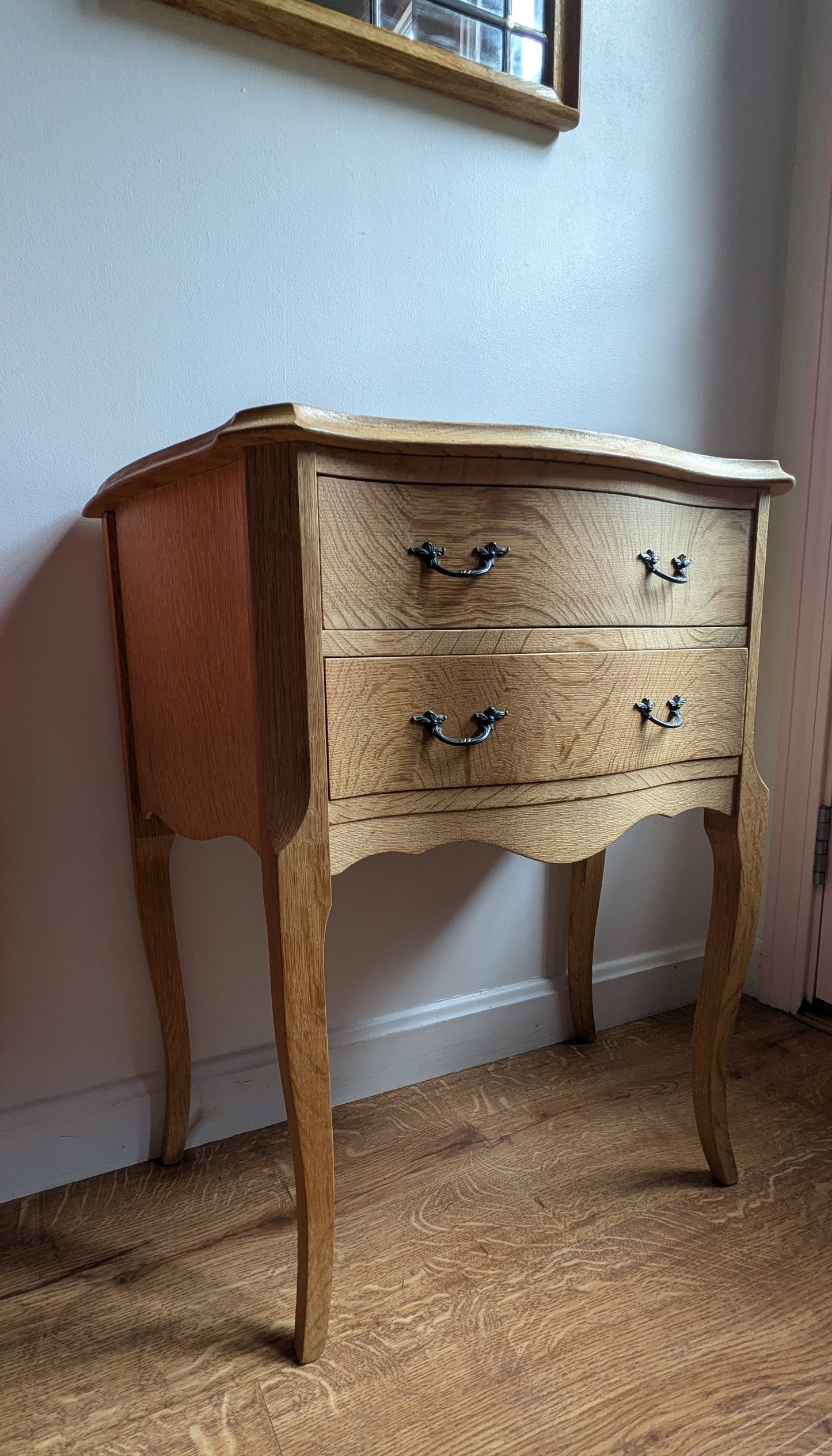 Danish Oak Hallway Console with Mirror