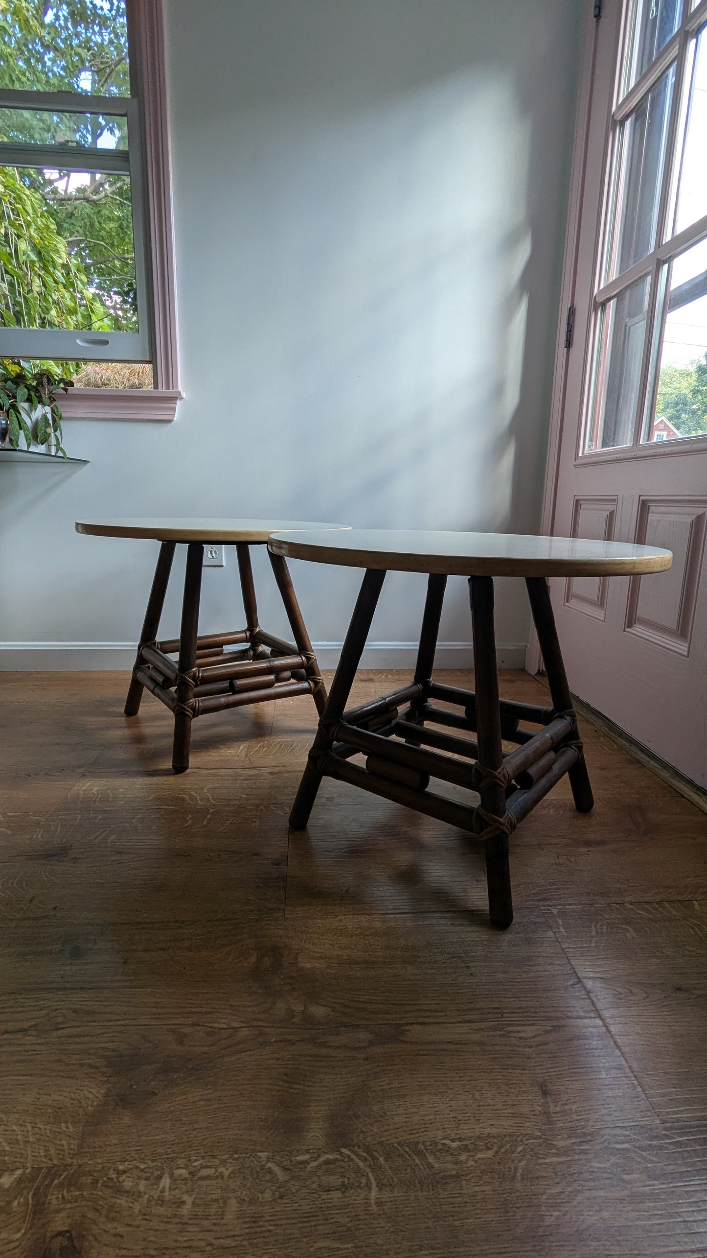 Bamboo & Formica Side Tables