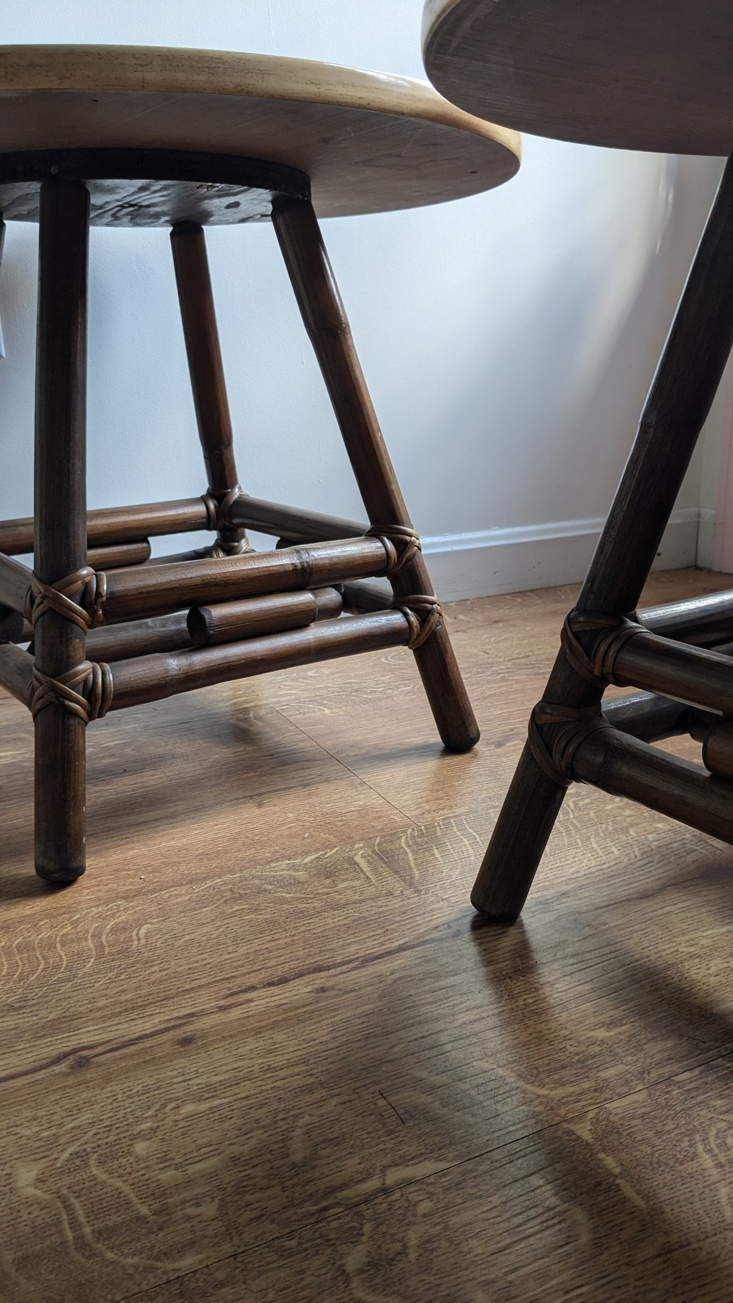 Bamboo & Formica Side Tables