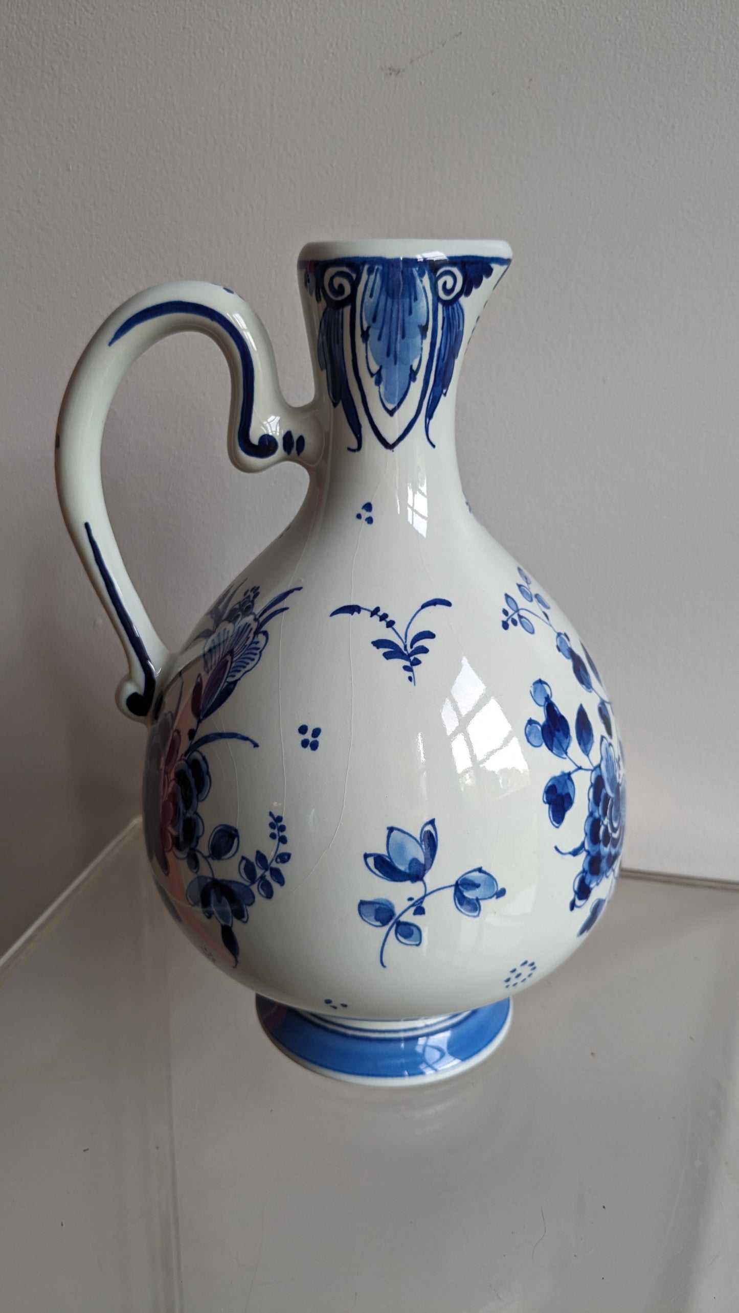 Midcentury Royal Delft Blue Handled Vase