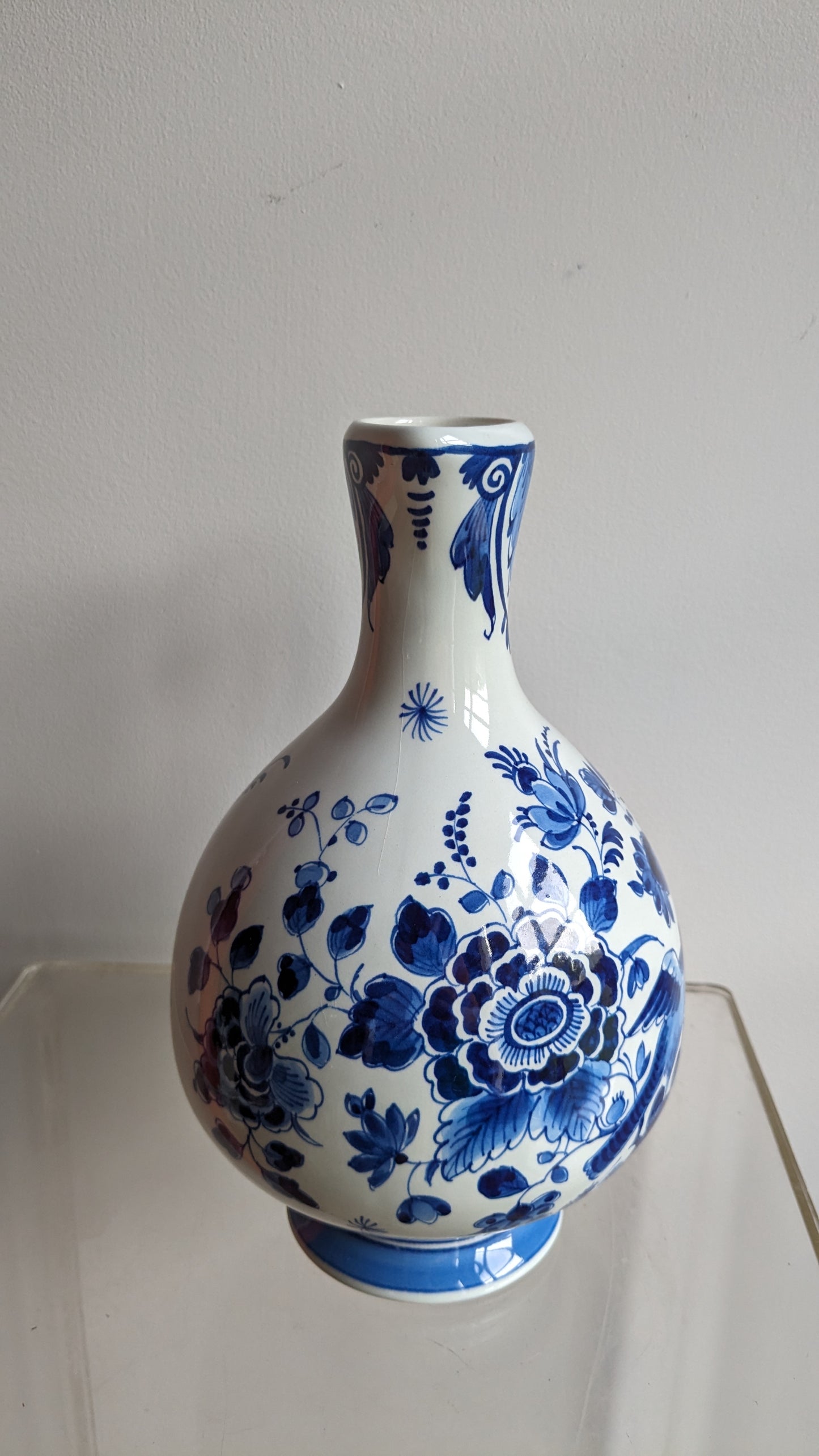 Midcentury Royal Delft Blue Handled Vase
