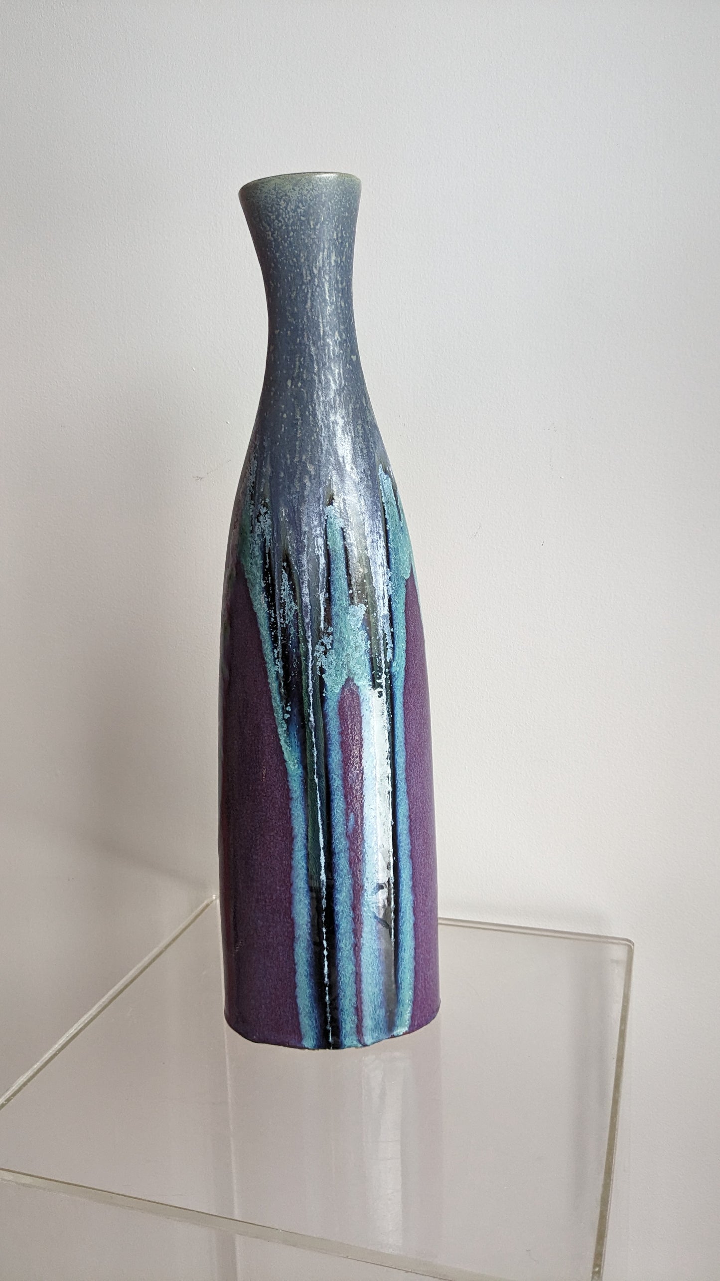 MCM Tall Drip Glaze Vase in Purples and Blues