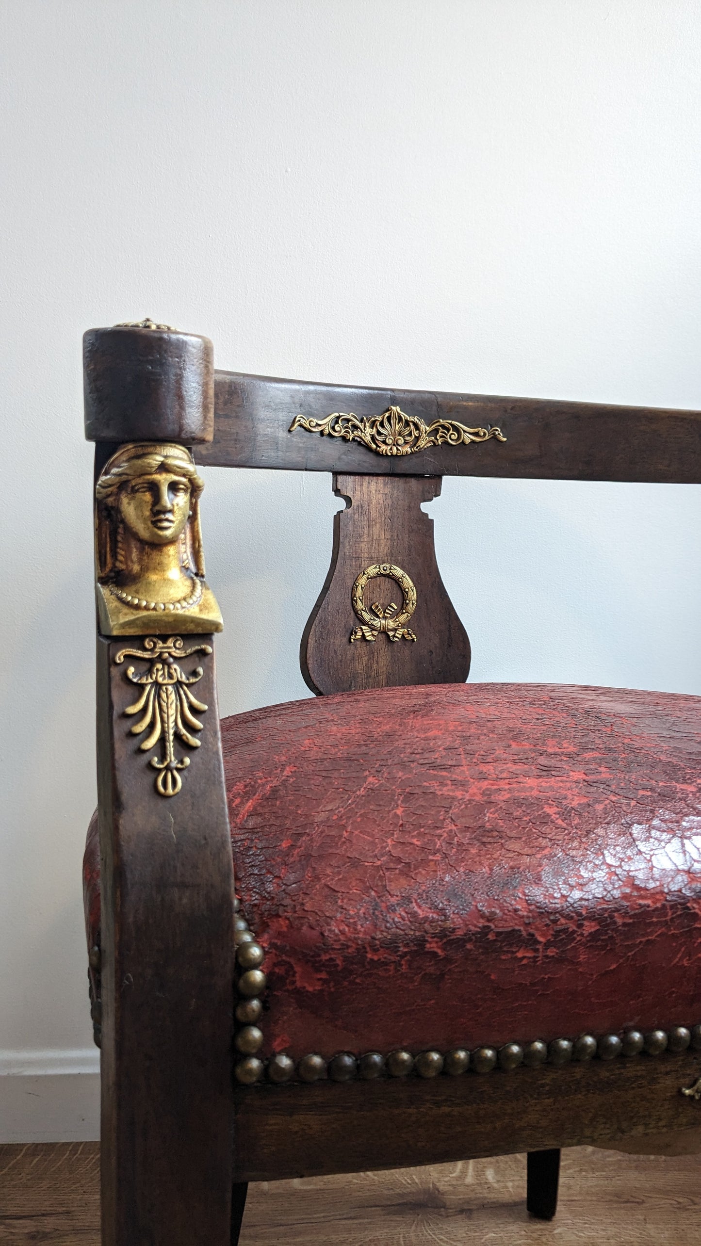 Antique French Empire Revival Gilt Desk Arm Chair