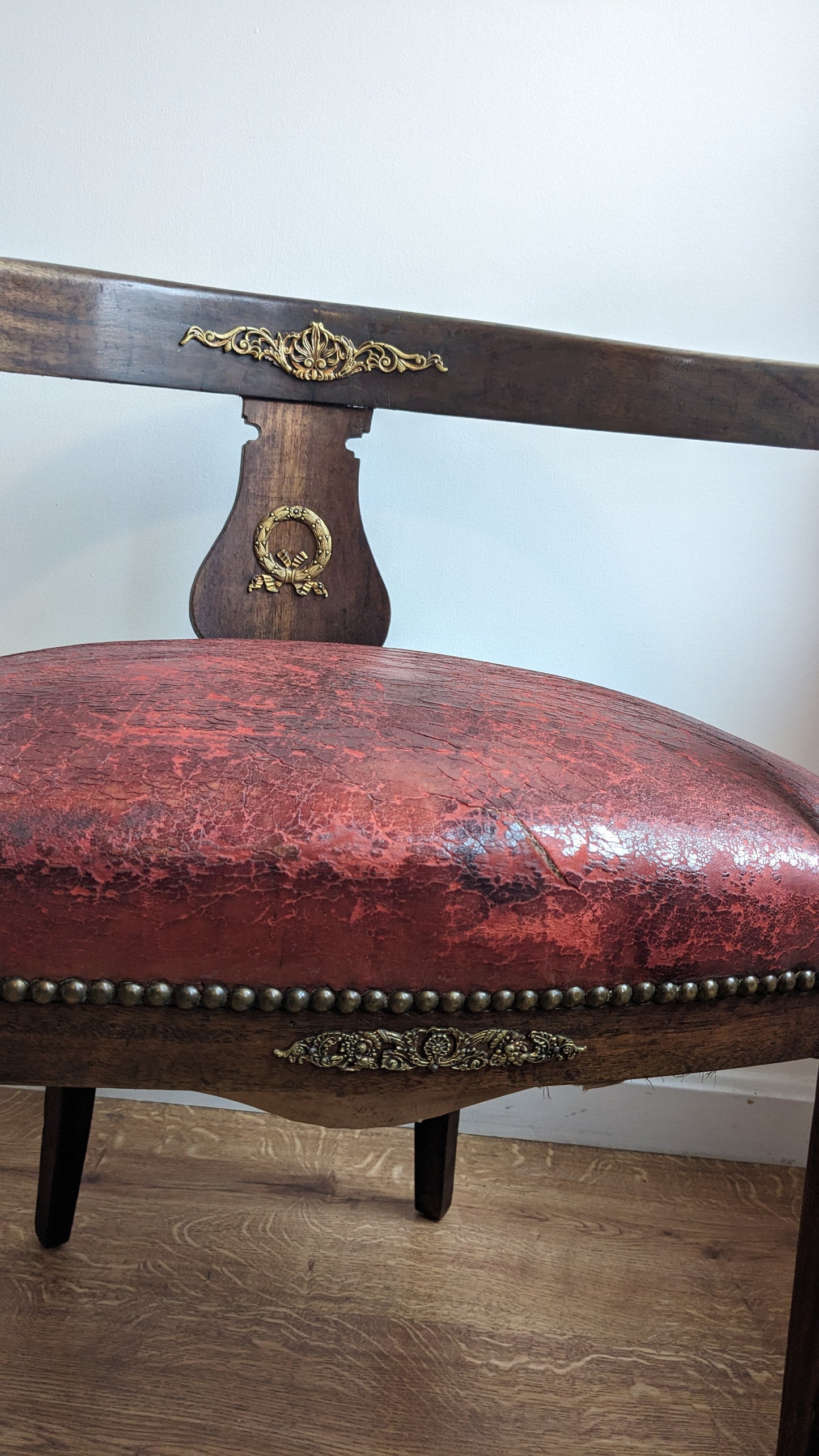 Antique French Empire Revival Gilt Desk Arm Chair