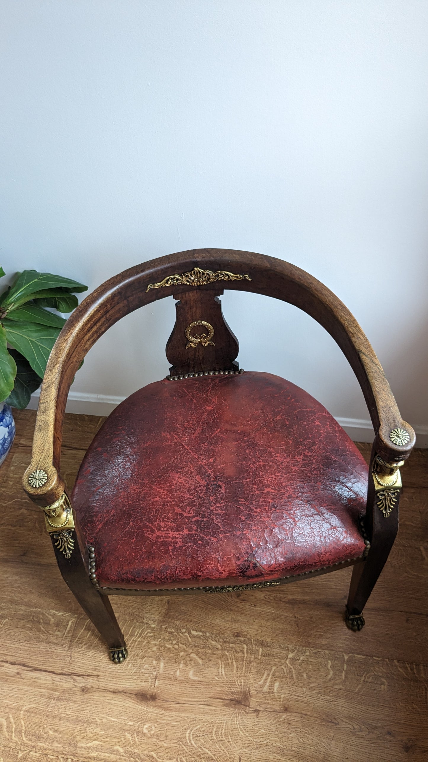 Antique French Empire Revival Gilt Desk Arm Chair