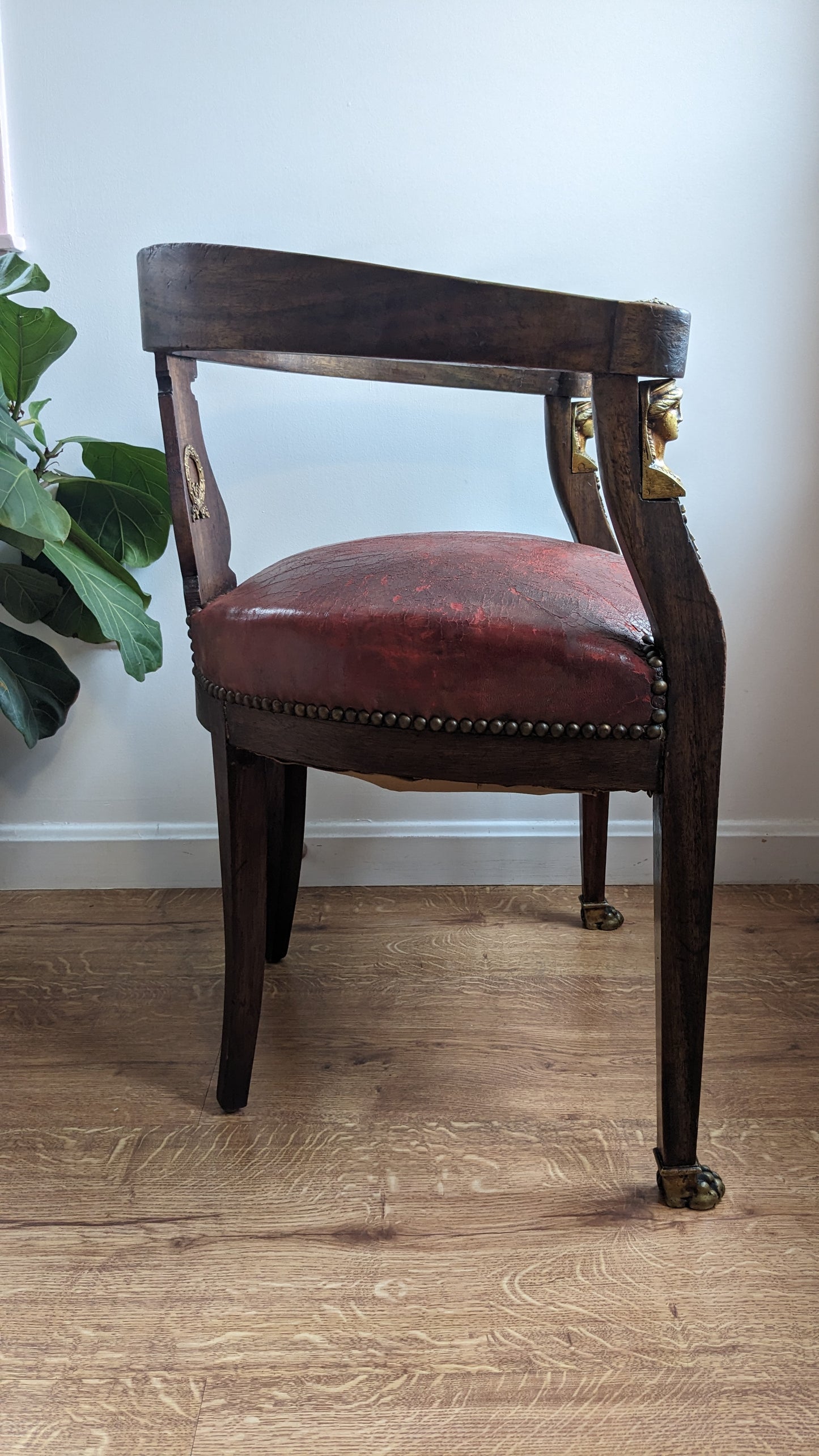 Antique French Empire Revival Gilt Desk Arm Chair