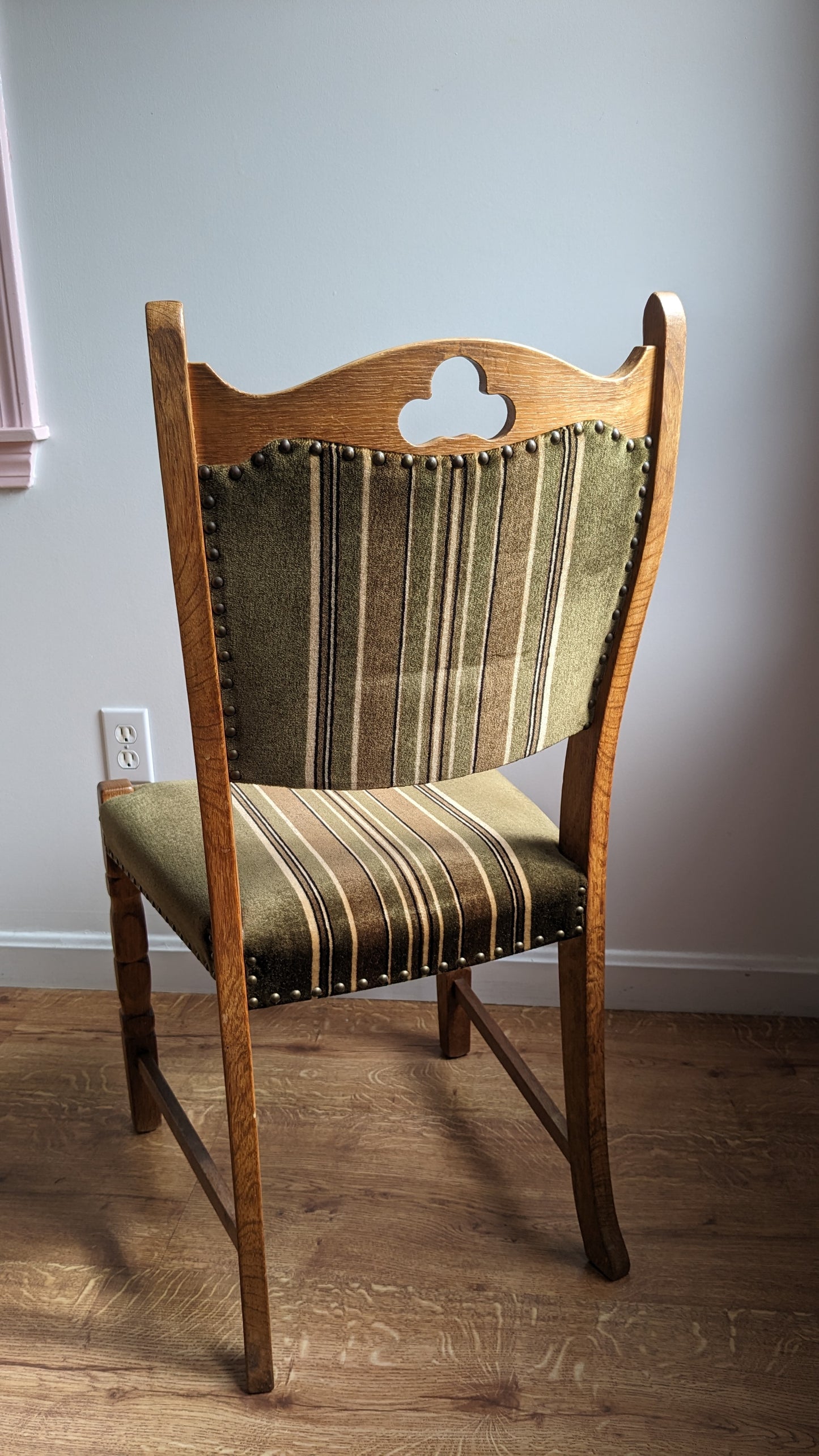 Danish Modern Oak Dining Chairs w/Mohair Fabric