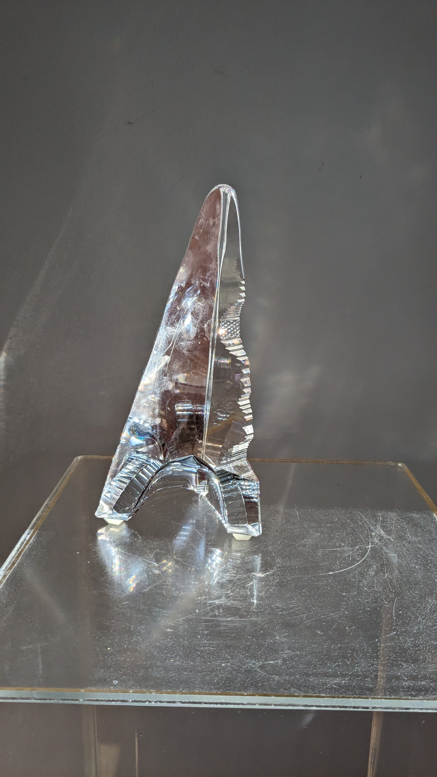 Vintage Crystal Triangular Paperweight