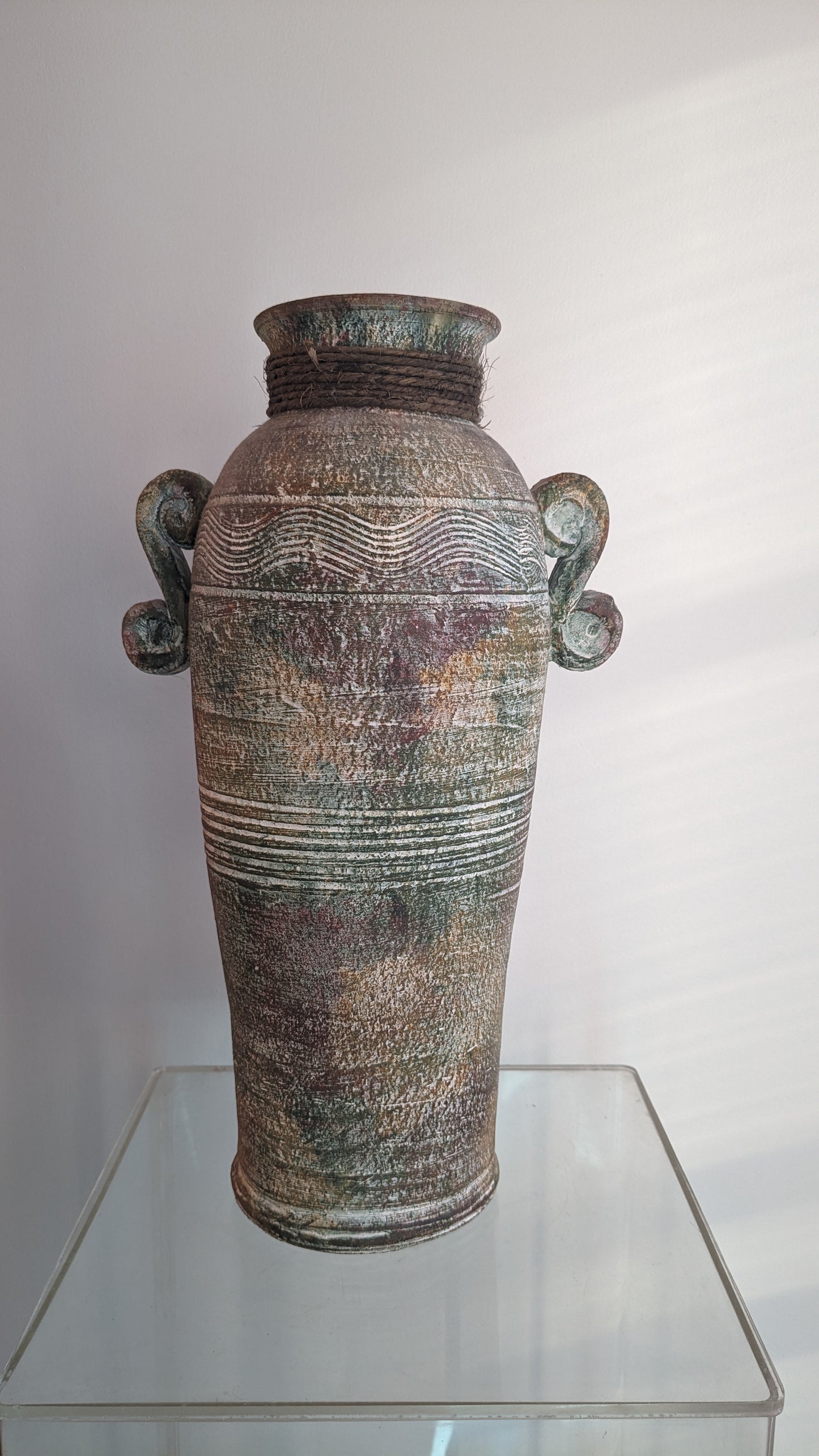 Large Mexican Vase with Water Motif and Beads