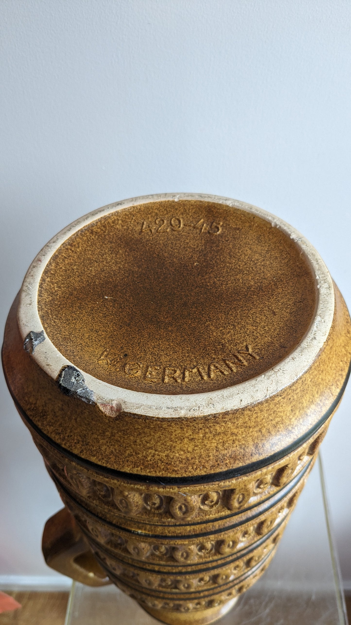 Retro Brown Glazed Floor Vase (West German)