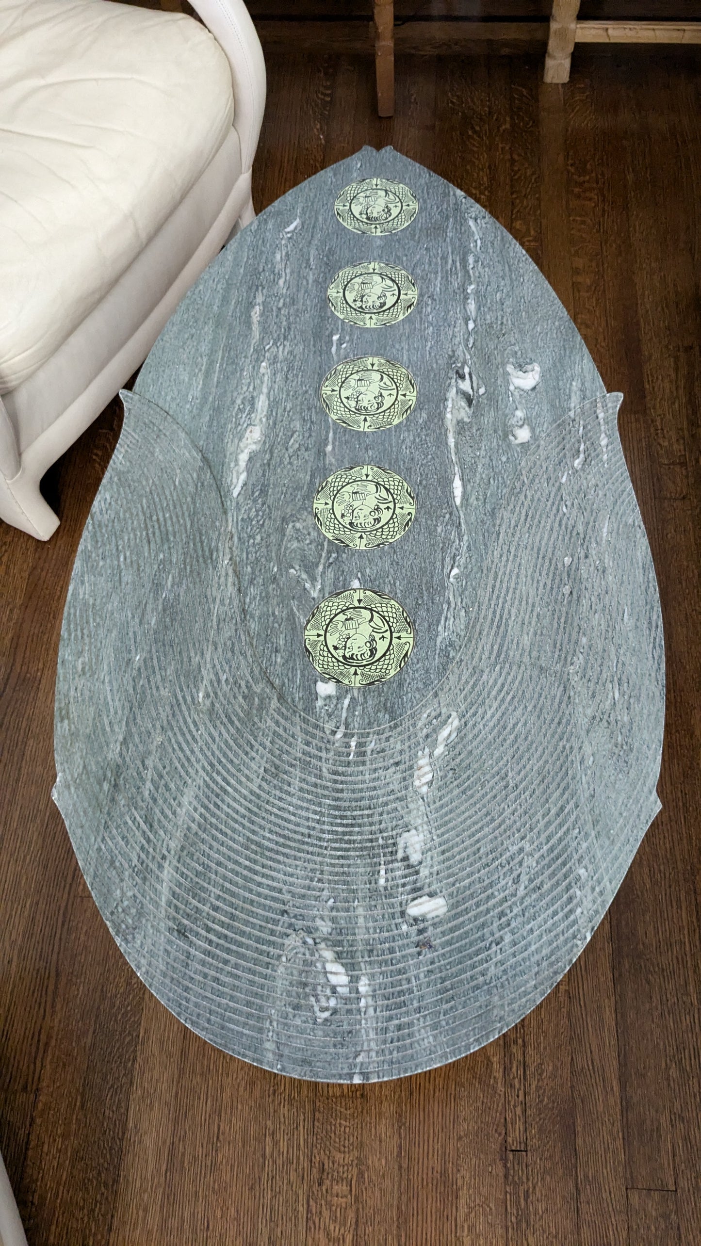 1960s Vintage Italian Marble Inlaid Coffee Table by Bartolucci Arts