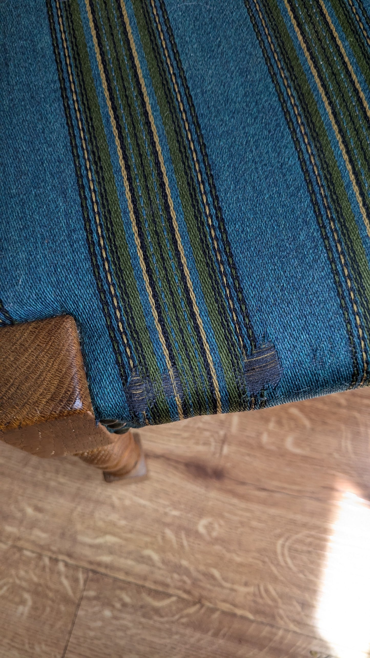 Oak Danish Dining Chairs in Teal & Green