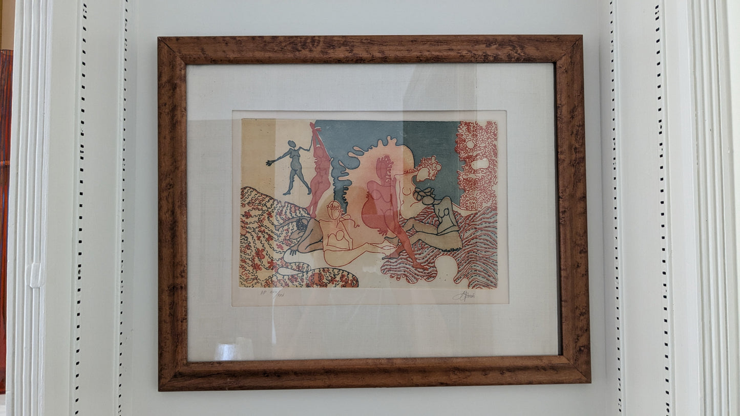 Beautiful Stein Color Lithograph "Seven Women"