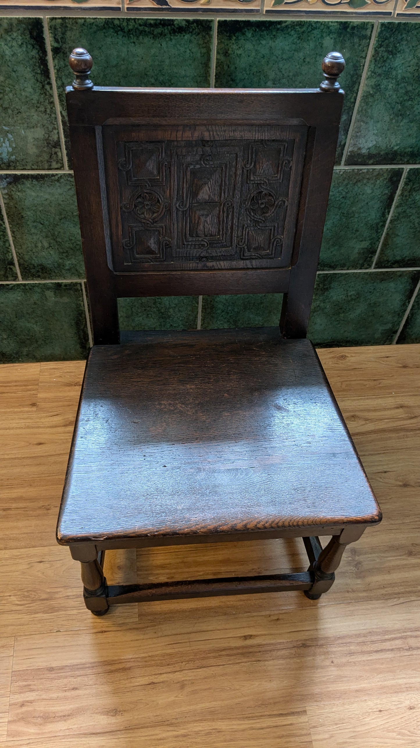 Jacobean Revival Oak Dining Side Chairs