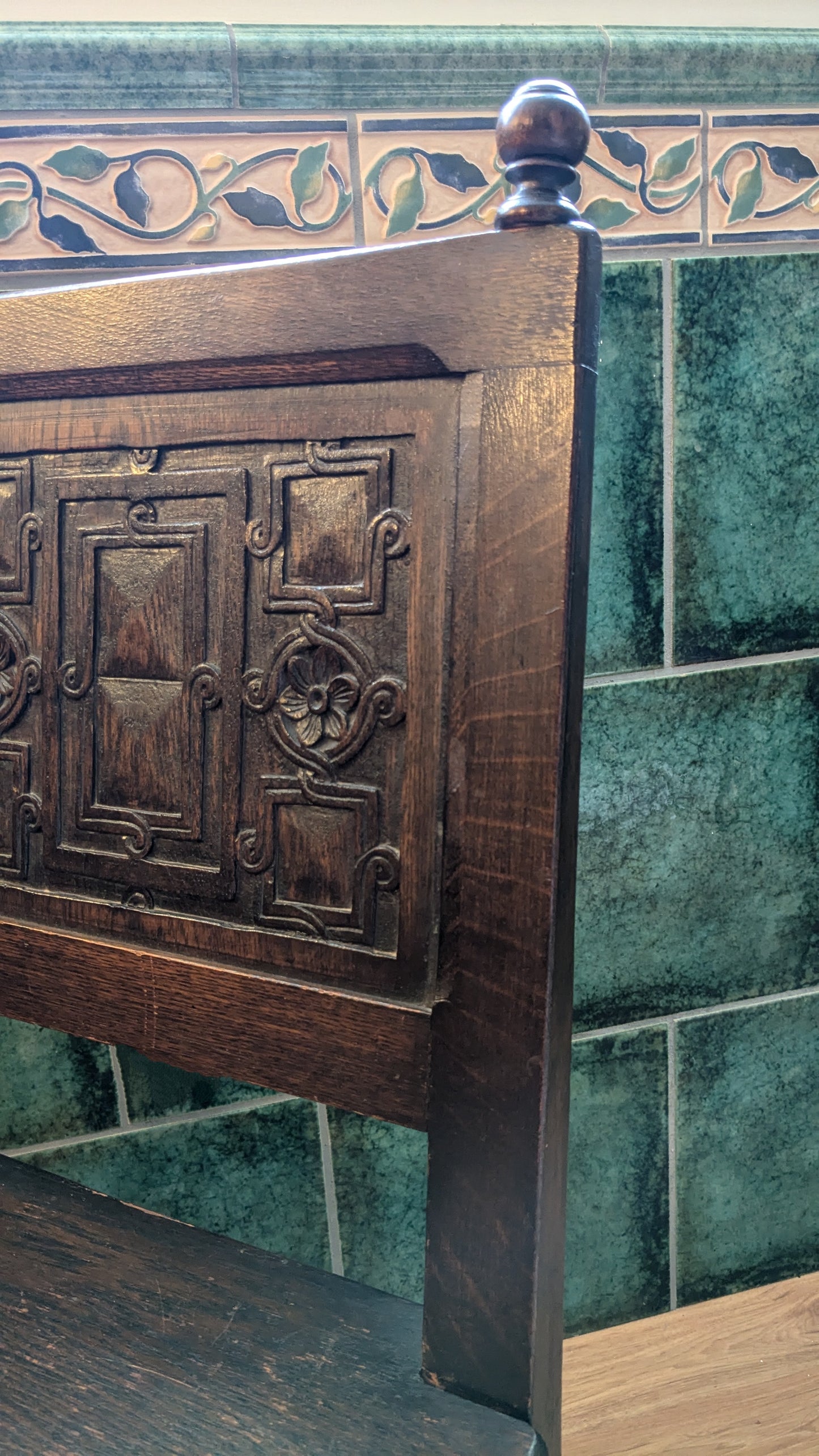 Jacobean Revival Oak Dining Side Chairs