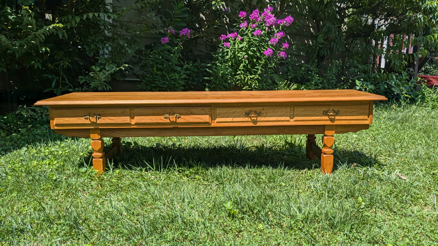Danish Oak Hall Low Console, 1970s