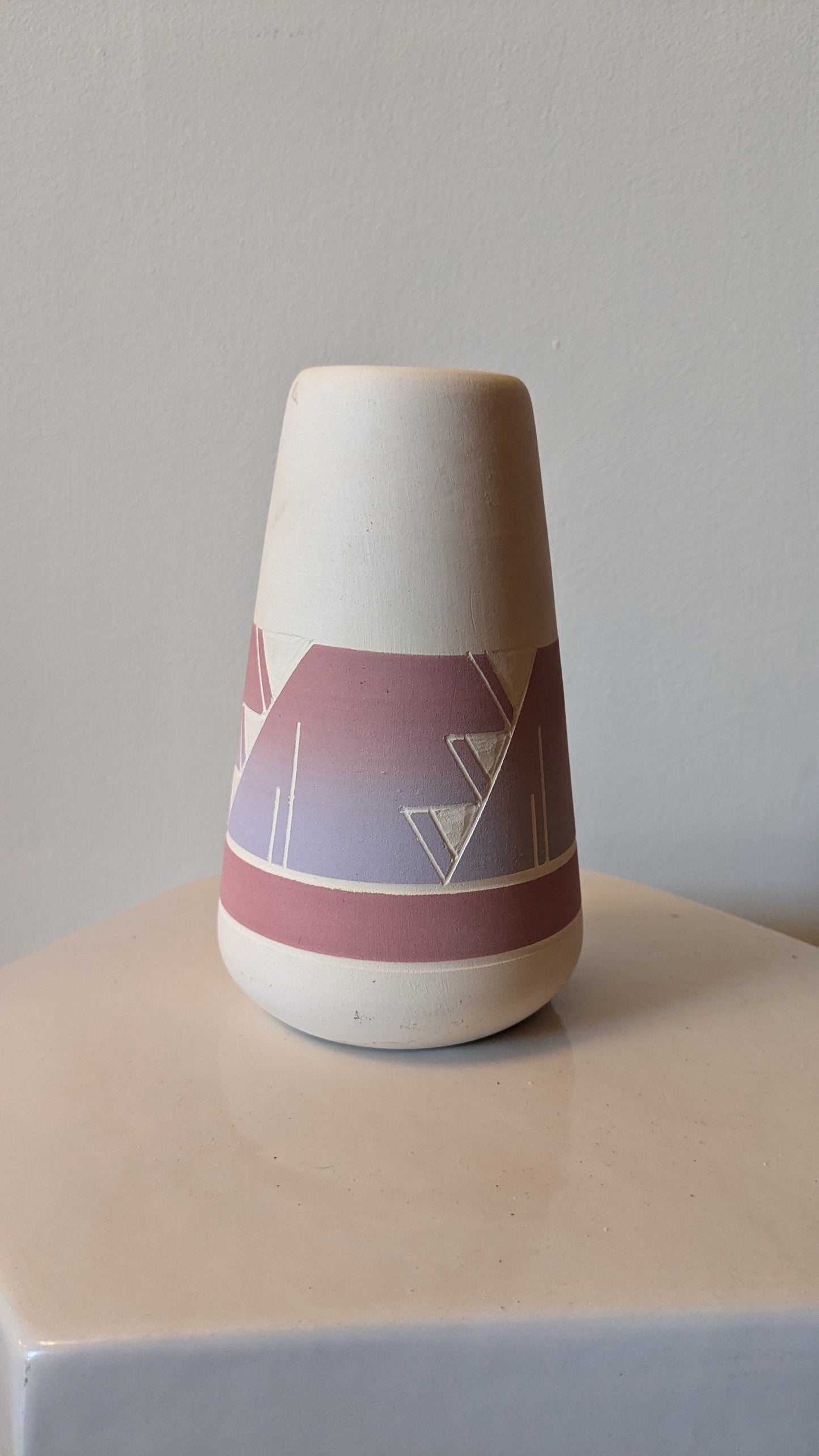 Southwestern Style Pastel Ombre Pottery Vase