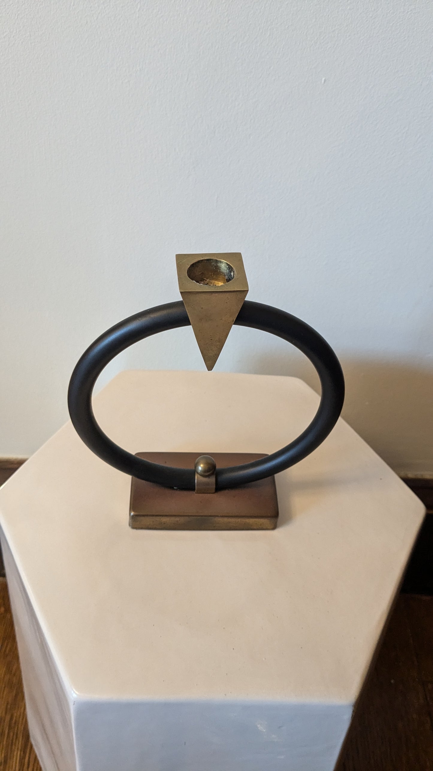 Black Ring Candle Holders with Brass Details