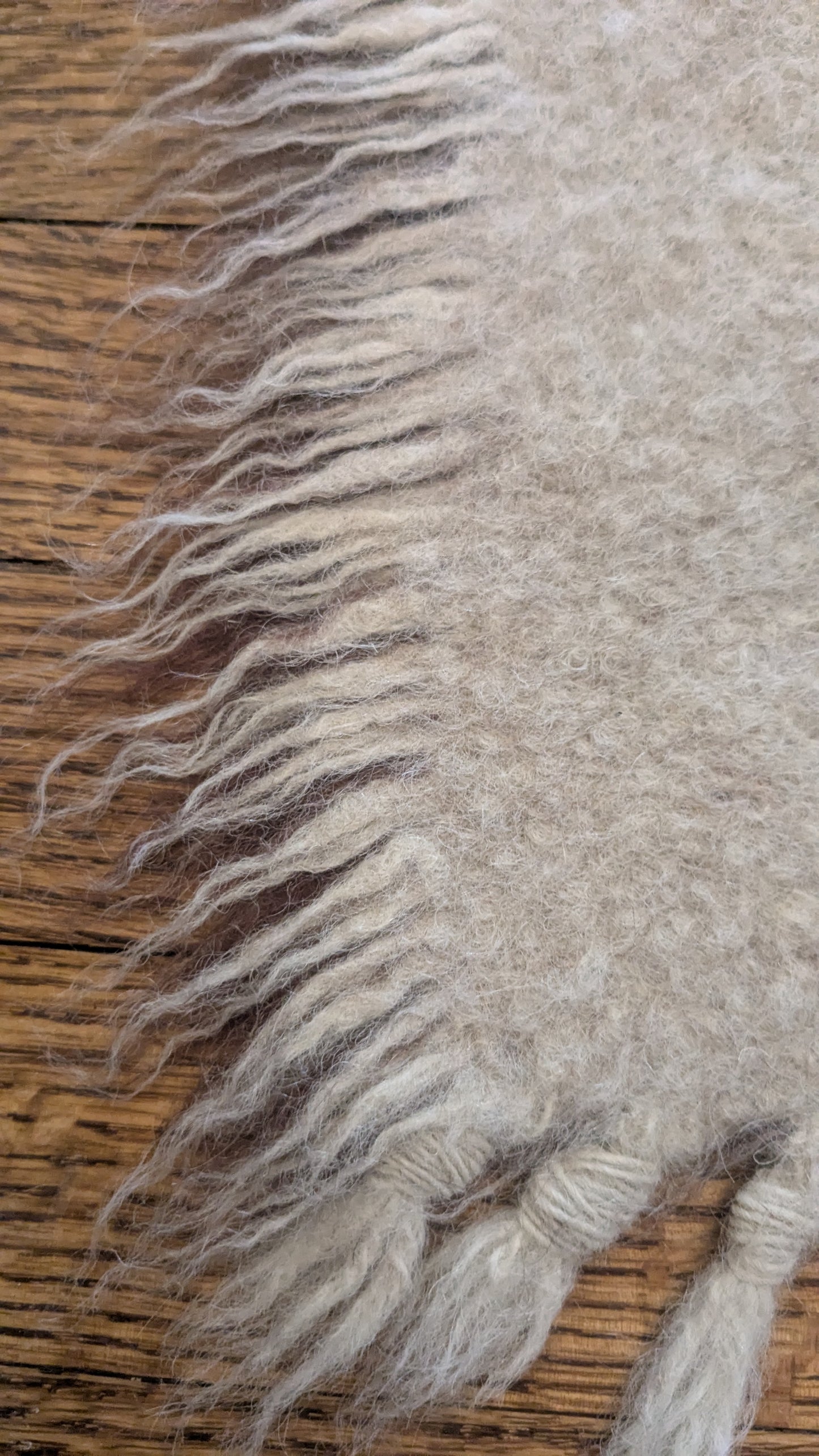 Cream & Brown Felted Wool Reversible Rug With Sun Motif