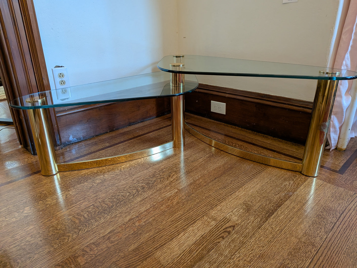 Leon Rosen for Pace Brass & Glass Two-Tiered Coffee Table