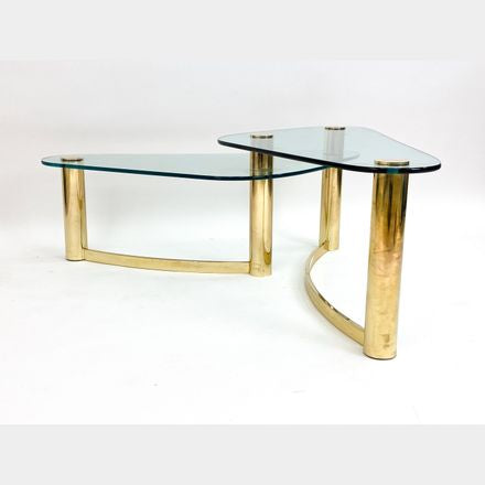 Leon Rosen for Pace Brass & Glass Two-Tiered Coffee Table
