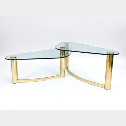 Leon Rosen for Pace Brass & Glass Two-Tiered Coffee Table