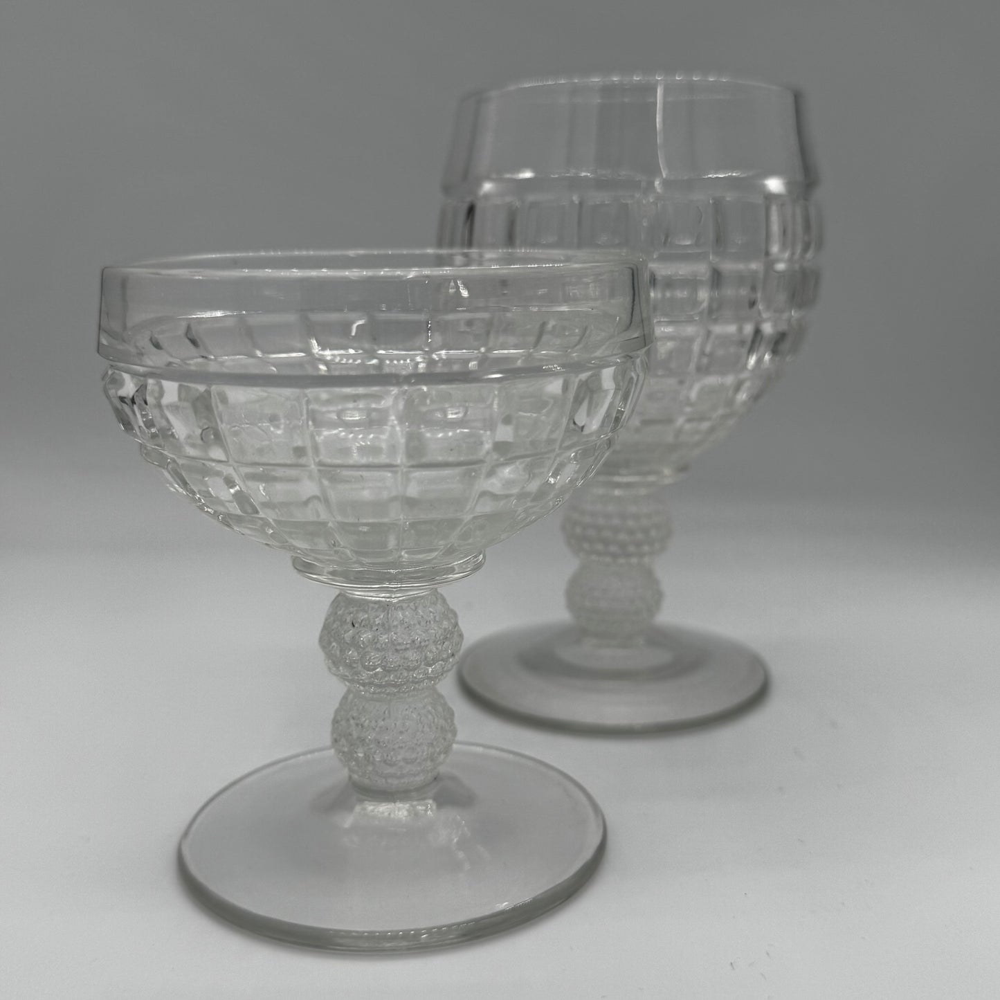 Heisey Victorian Coupes with Beaded Knob Stems (Set of Six)