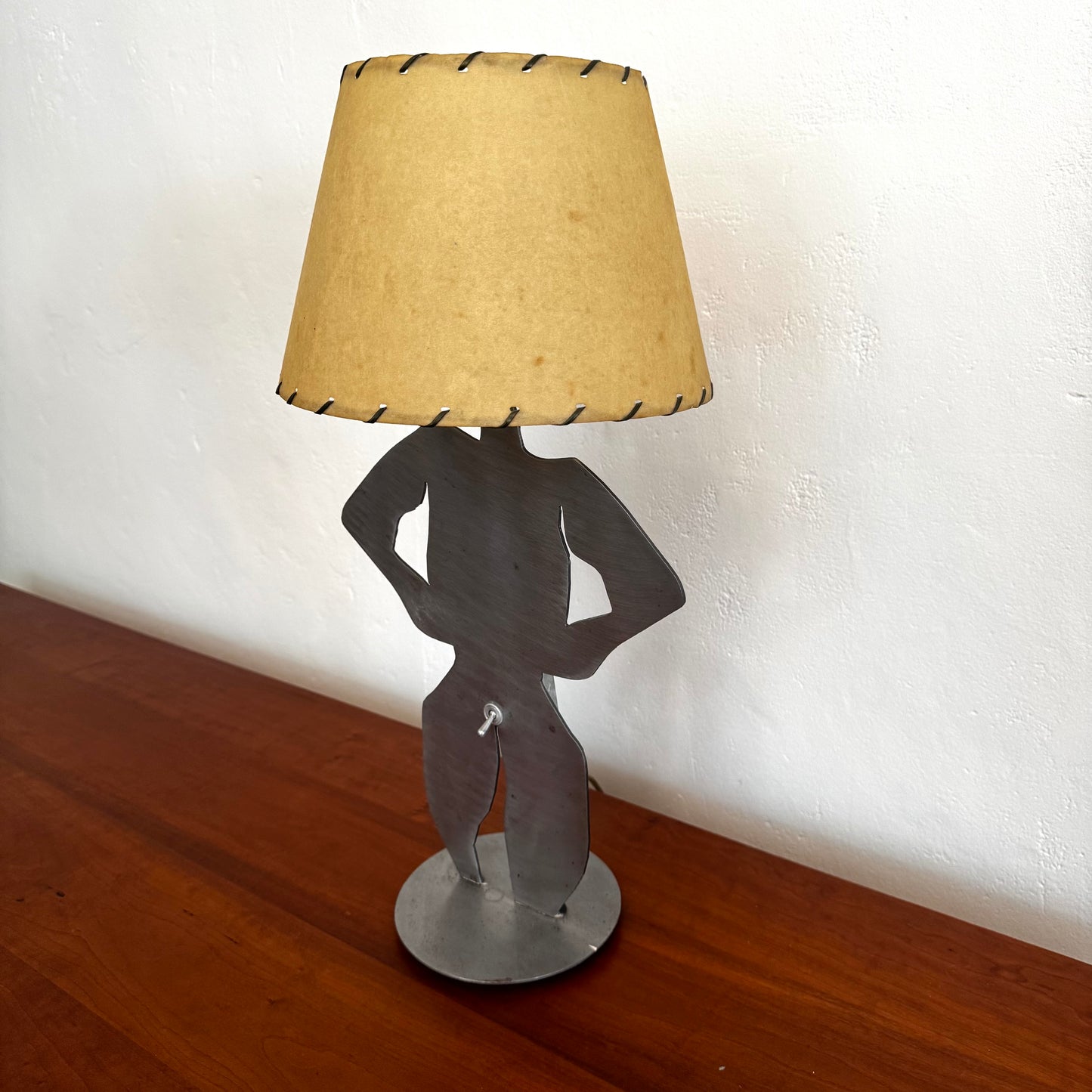 Buff Nude Man Table Light with Rawhide Shade