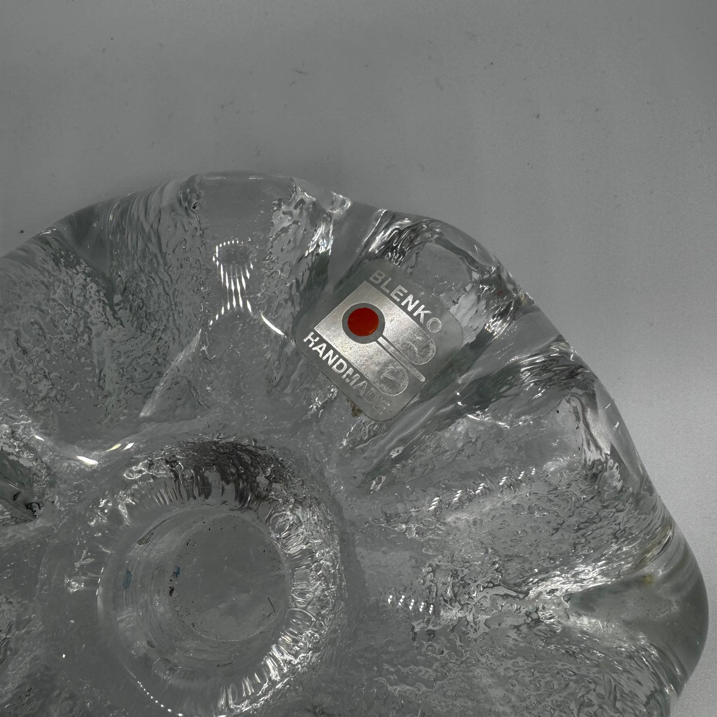 Blenko Glass Ice Floe Tri-Footed Candle Holder