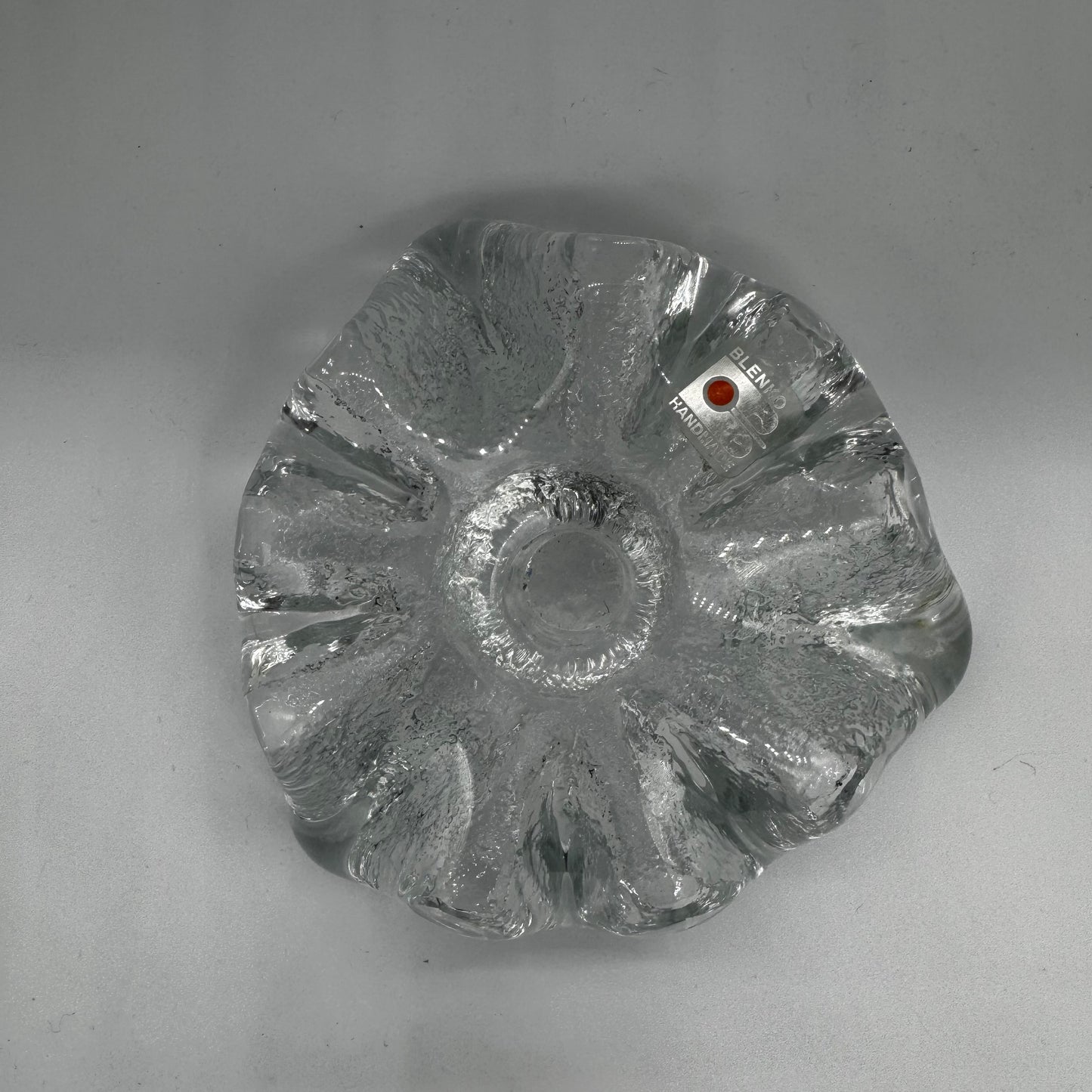Blenko Glass Ice Floe Tri-Footed Candle Holder